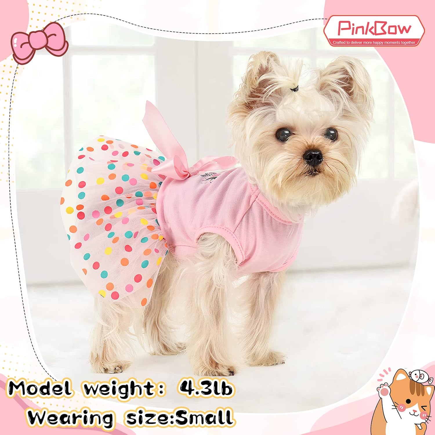 Vestido de cumpleaños para perro, ropa de primavera para perros pequeños, hembra, cachorro, princesa, tutú, lindo vestido de tul para perro,