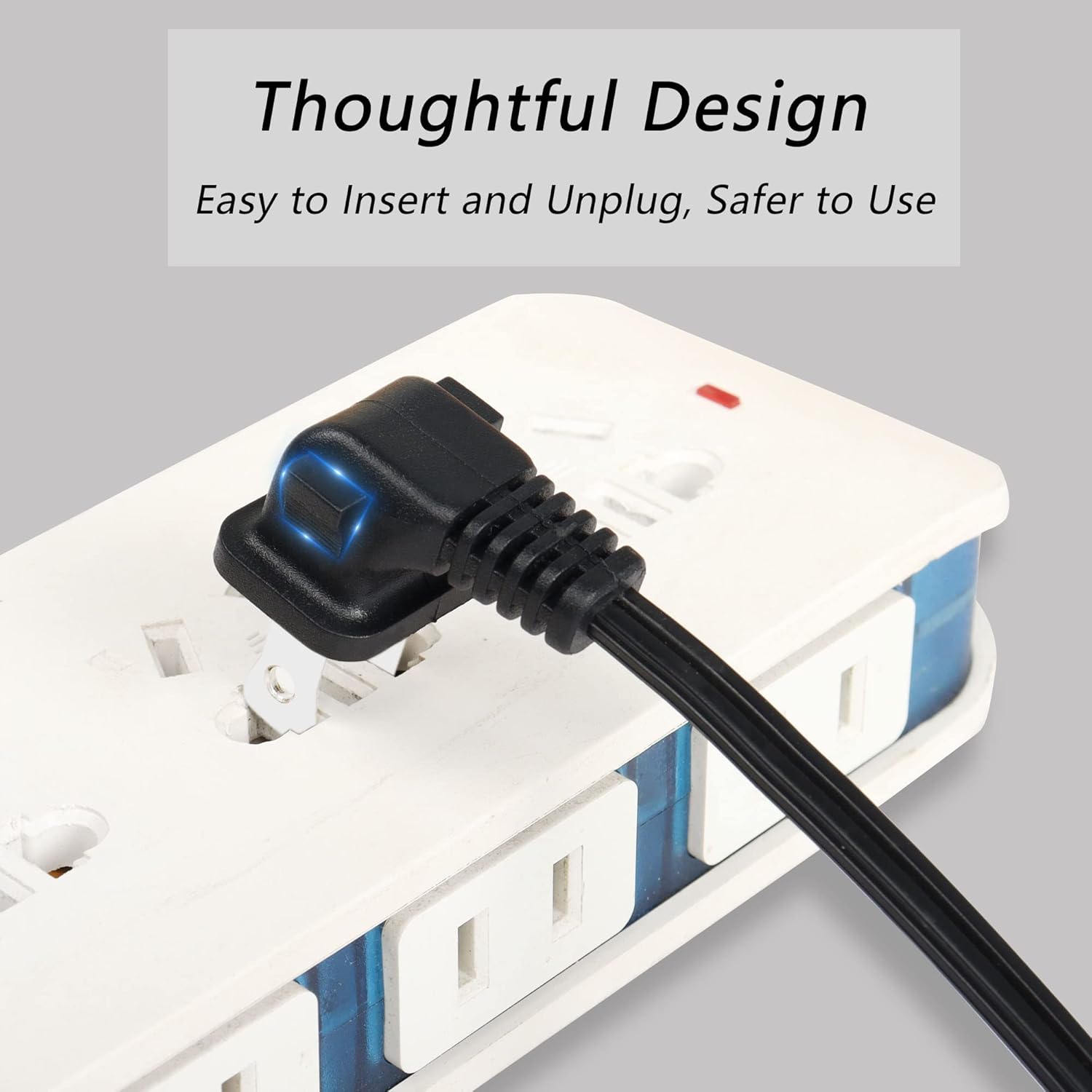 GINTOOYUN Cable de alimentación dividido en Y polarizado de 6 pies y 90 grados y 2 puntas, 2 ranuras a doble IEC320 C7 cable de pared de CA para