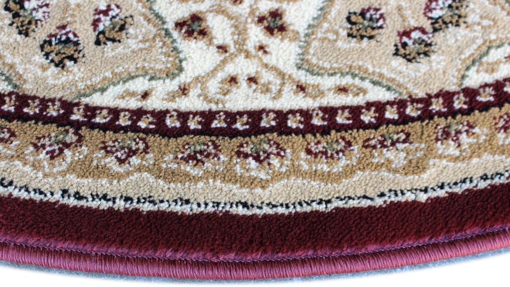 Masada Rugs – Alfombra tradicional con diseño 404 borgoña (7 pies 3 pulgadas x 7 pies 3 pulgadas) redonda