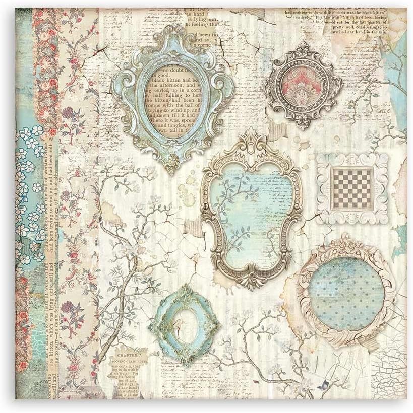 Stamperia International Mini almohadilla para álbum de recortes, doble cara, Alice Through The Looking Glass, 8 x 8 pulgadas, varios