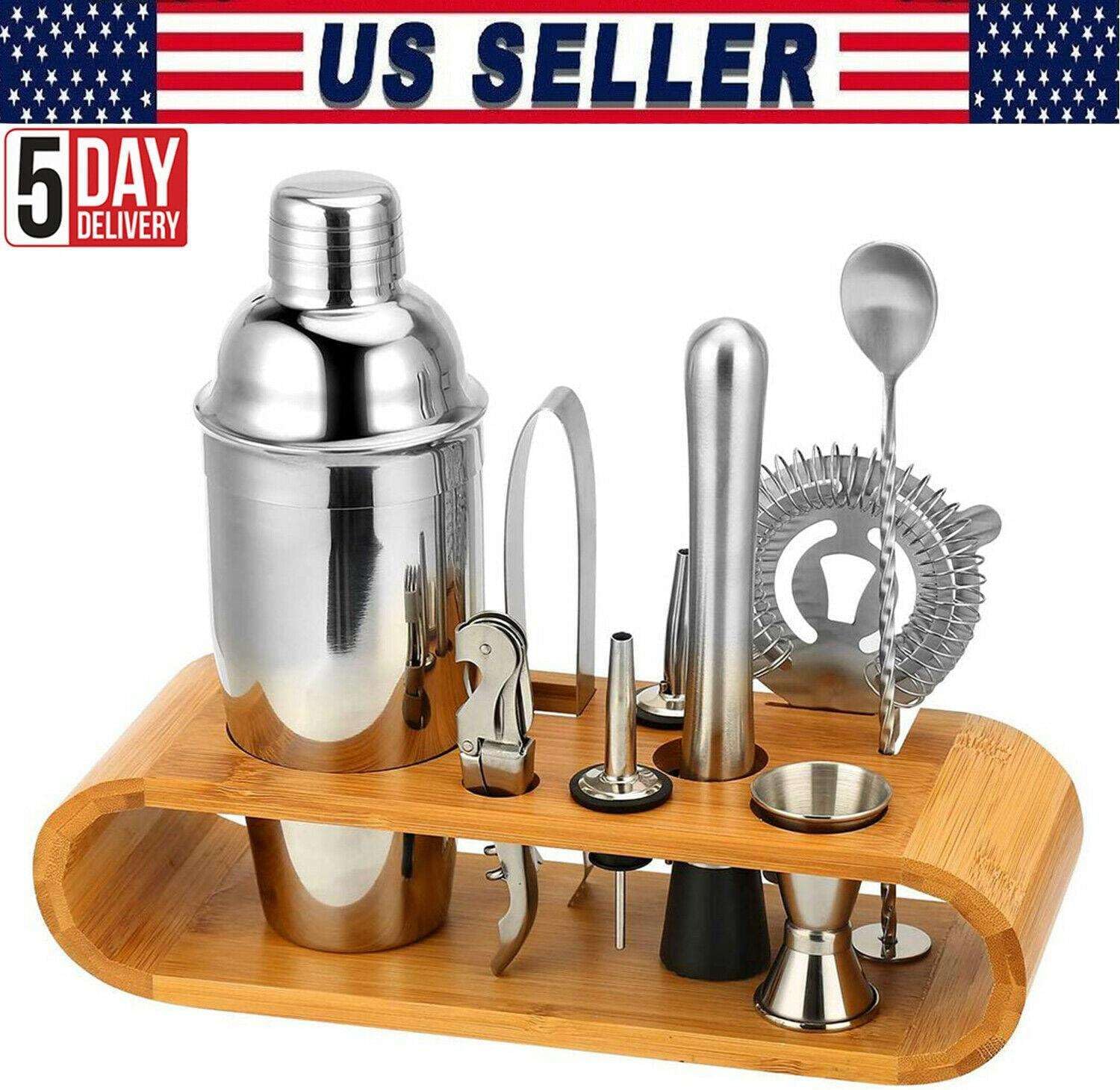 SDQF – Juego de coctelera de 10 piezas, 25.4 fl oz, colador de martini, kit de barman para bar, bebidas alcohólicas, coctelera, accesorios de bar,