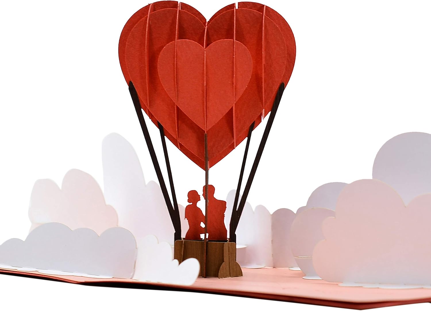 CUTPOPUP – Tarjetas troqueladas en 3D para el Día de San Valentín, pareja besándose en un globo aerostático, tarjeta romántica de aniversario de