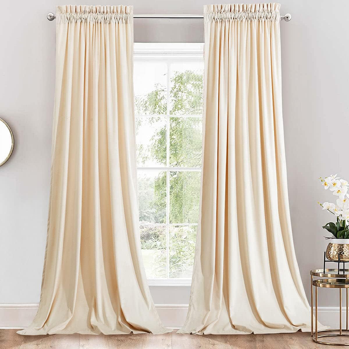 Royal Hotel Bedding Cortinas opacas de terciopelo con bolsillo superior para cortinero, paneles sólidos, cortinas de terciopelo suave, juego de 2