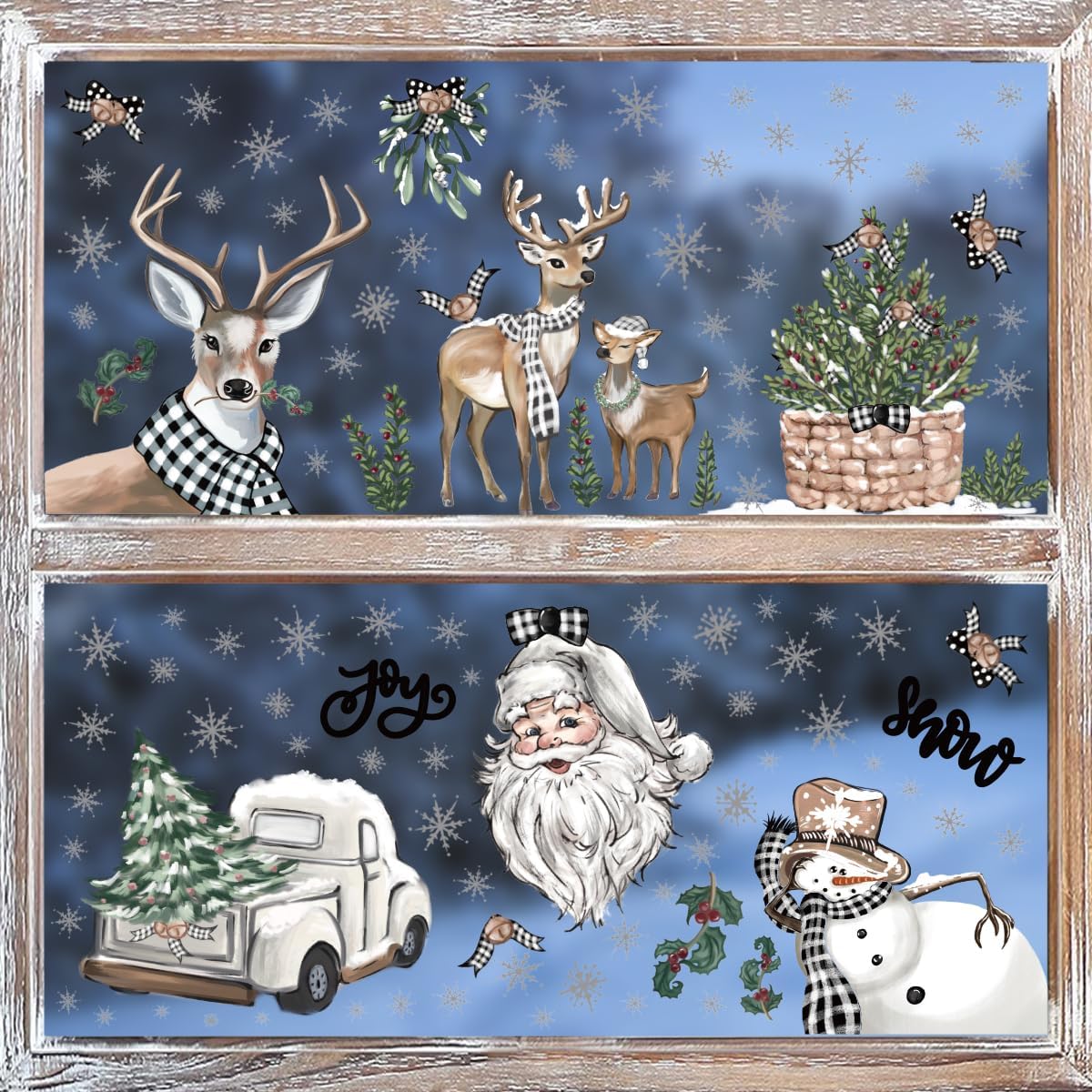 Horaldaily 331 calcomanías de Navidad para ventana, ciervo, camión, muñeco de nieve para suministros de fiesta en casa, tienda, ventana, decoración