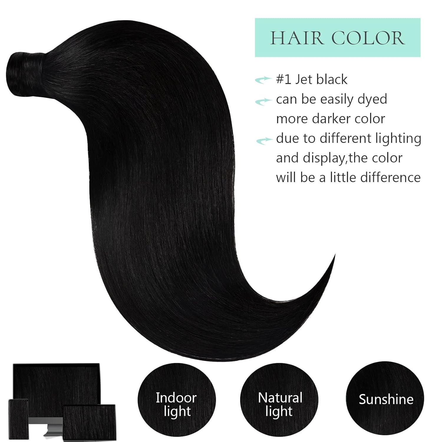 Extensión de cola de caballo para mujeres negras, cabello lacio, sedoso #1 negro roto, 22 pulgadas, 3.17 oz, extensiones de cabello con clip y pasta