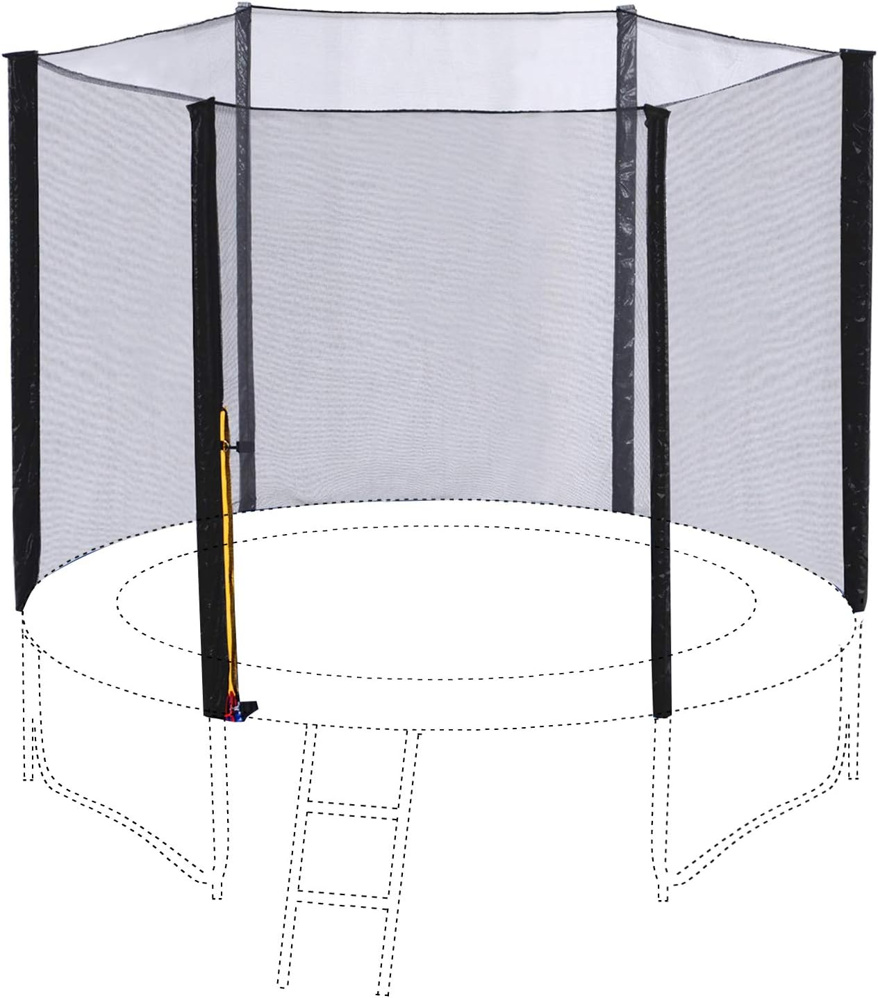 ExacMe Red redonda para cama elástica con postes, red de seguridad para cama elástica de 16, 15, 14, 13, 12, 10, 8 pies, abrazaderas y herrajes,