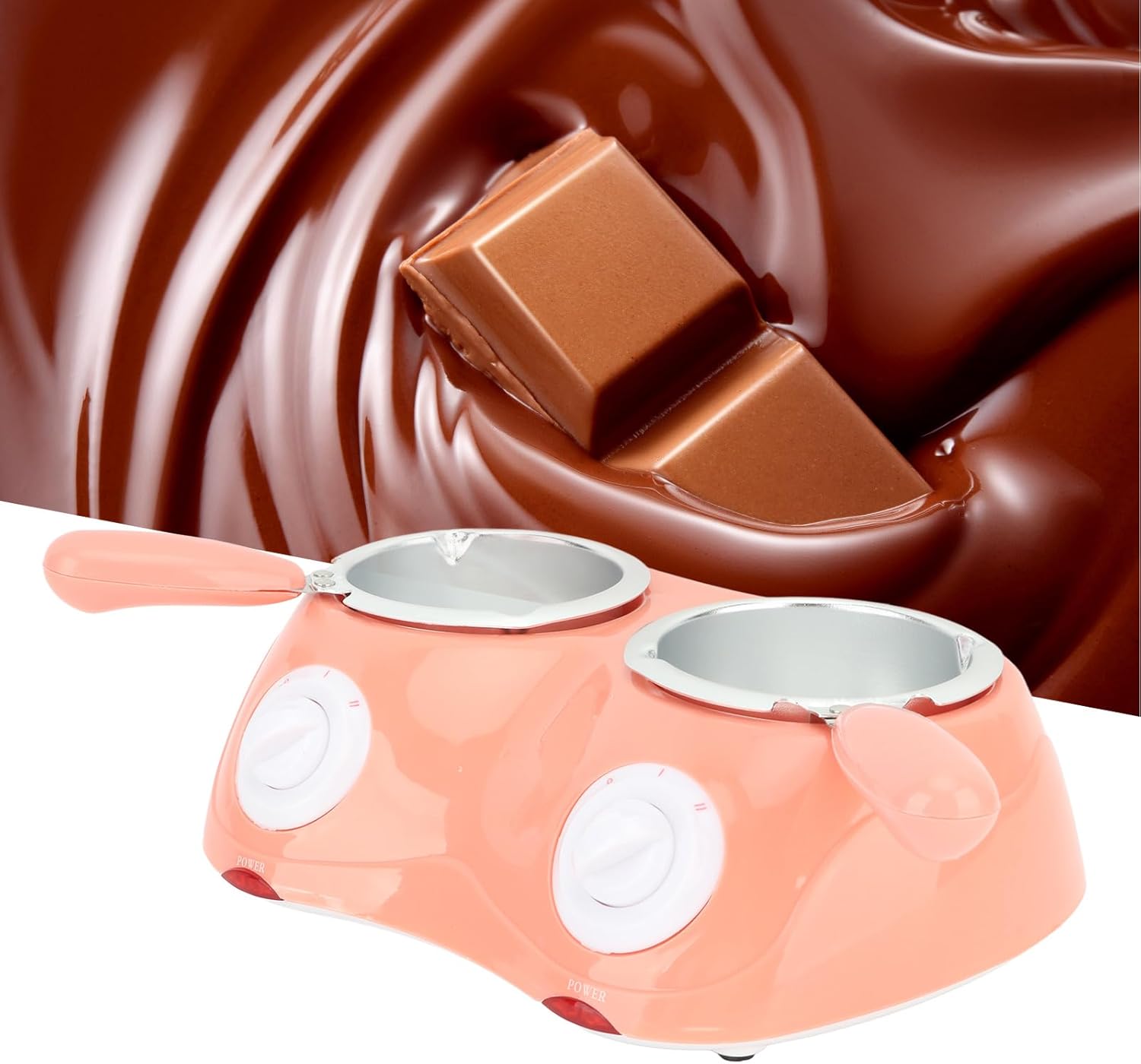Derretidor eléctrico doble para derretir chocolate y caramelo, olla de fusión de chocolate (33.9 onzas), fondue de chocolate eléctrico, con olla,