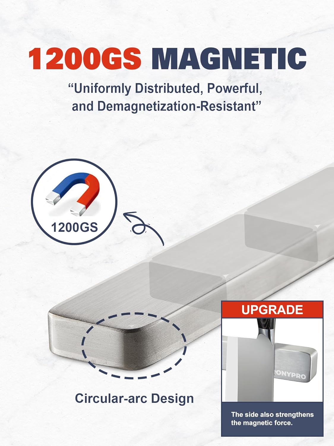 Soporte magnético para cuchillos para pared, tira magnética de cuchillos de acero inoxidable para refrigerador con cinta adhesiva fuerte, estante