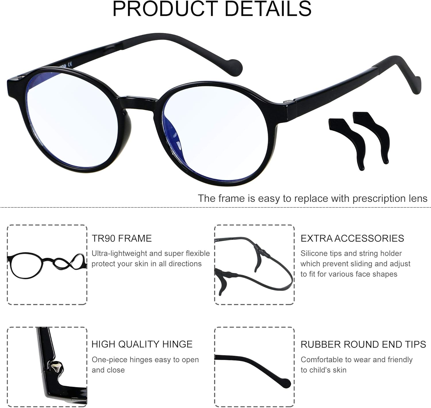 ANDWOOD Gafas de luz azul para niños, niñas, niños, computadora, juegos, anti rayos azules, gafas de sol polarizadas de 3 a 12 años