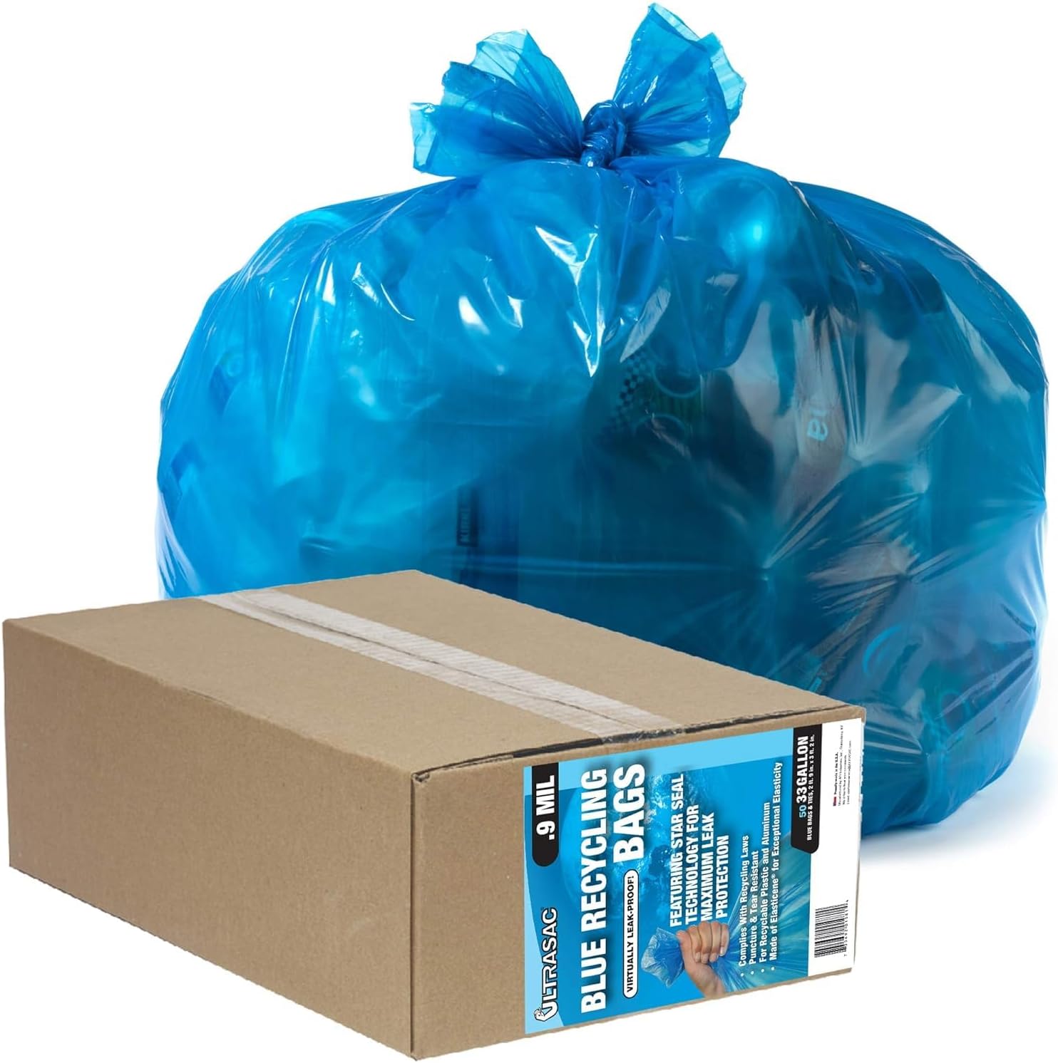 Aluf Plastics 710751 Ultrasac paquete de 50 bolsas de basura de calidad profesional para tareas pesadas, capacidad de 33 galones, 38 pulgadas de