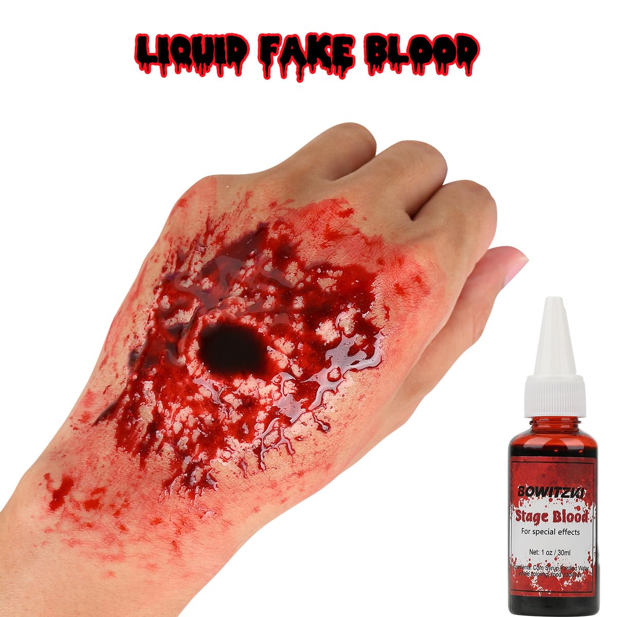 Bowitzki Maquillaje de Halloween Efectos especiales Aceite Cara Cuerpo Pintura Falso Cera Cera de Cicatriz de Sangre Carbonizada Polvo con Esponjas