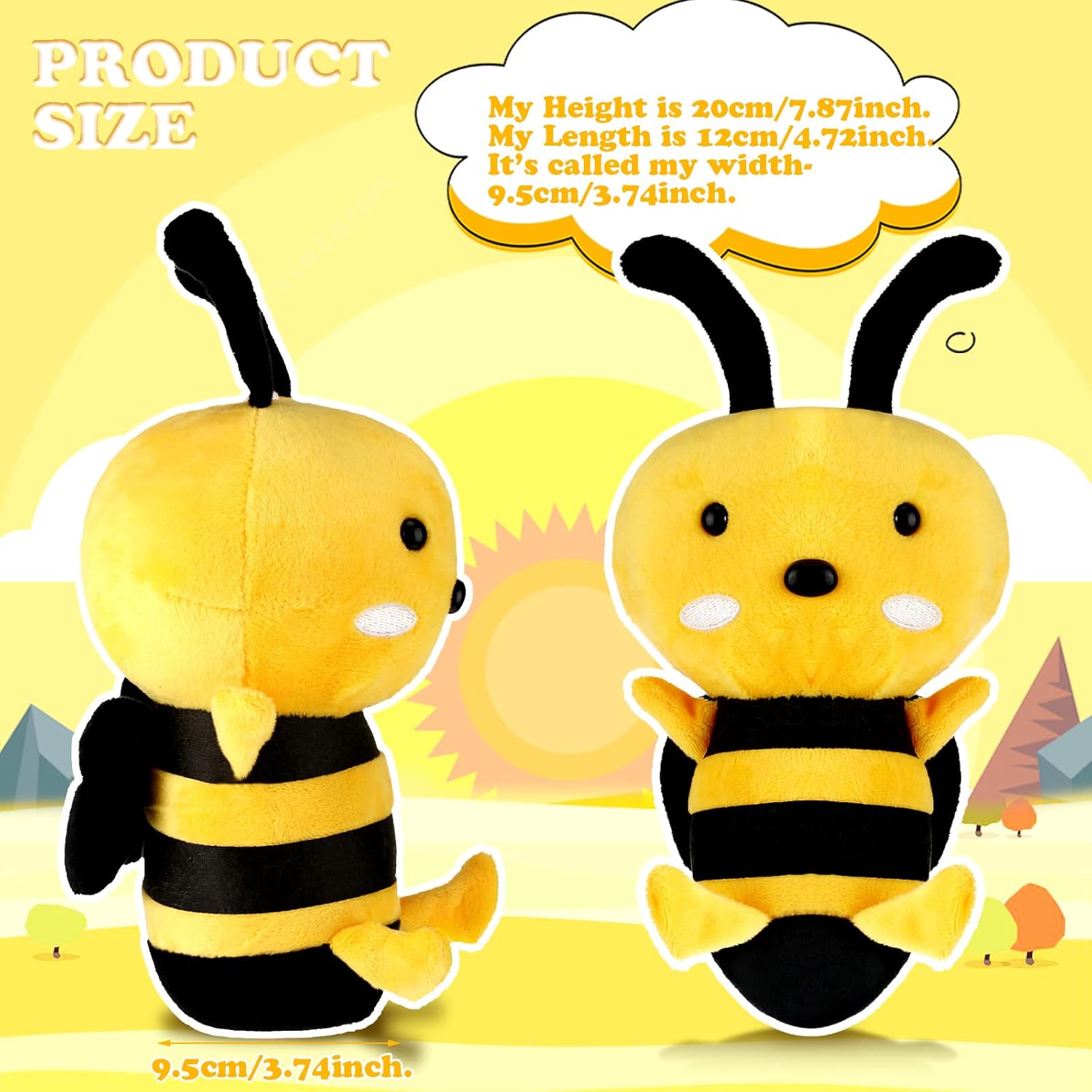 4 piezas de peluche de abeja de abeja de peluche suave de abeja de abeja de peluche para cumpleaños, graduación, baby shower, Pascua, recuerdos de