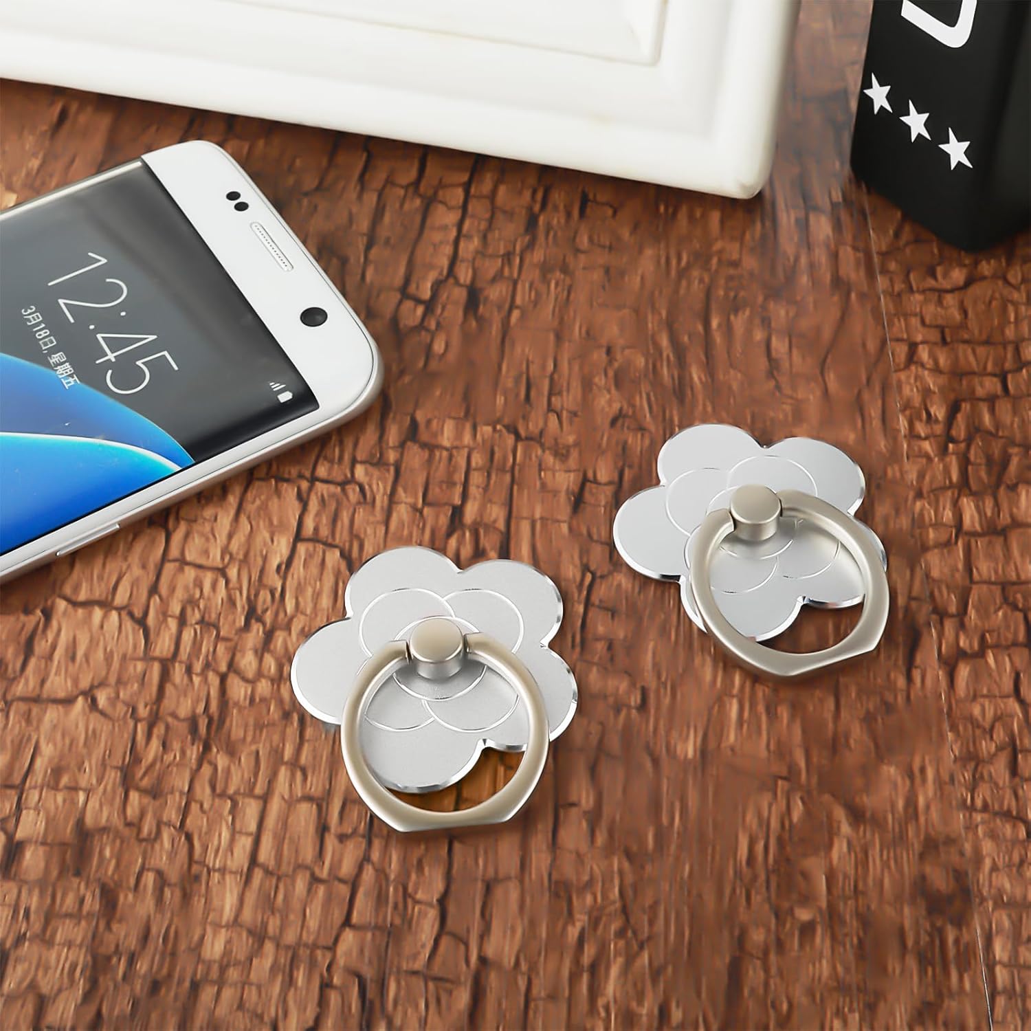 Sibba 2 soportes para anillo de teléfono, soporte de anillo de dedo de flor para teléfono celular, accesorios universales compatibles con teléfono