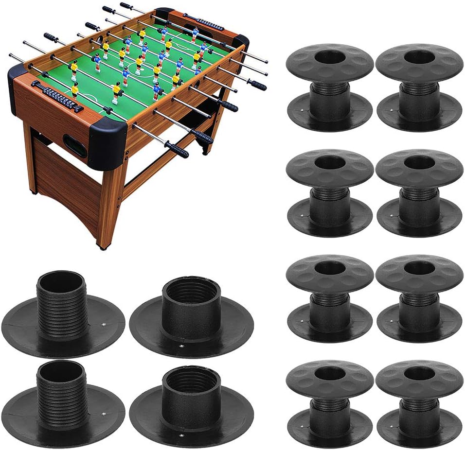 Pissente Varillas de cojinete de futbolín, 10 pares de bujes de futbolín de mesa de plástico negro, varillas de rodamiento de futbolín, juegos