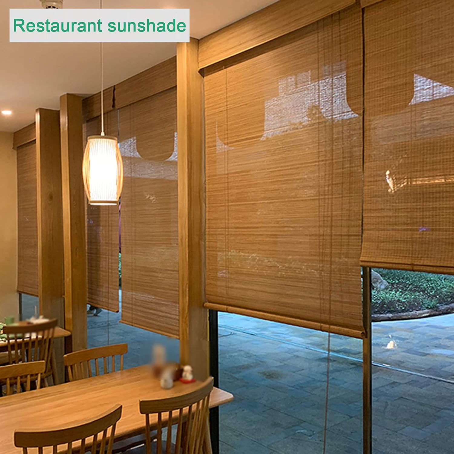 Persianas enrollables de bambú marrón carbonizado retro para ventanas, filtrantes de luz, cortinas enrollables de bambú, transpirables, cortinas