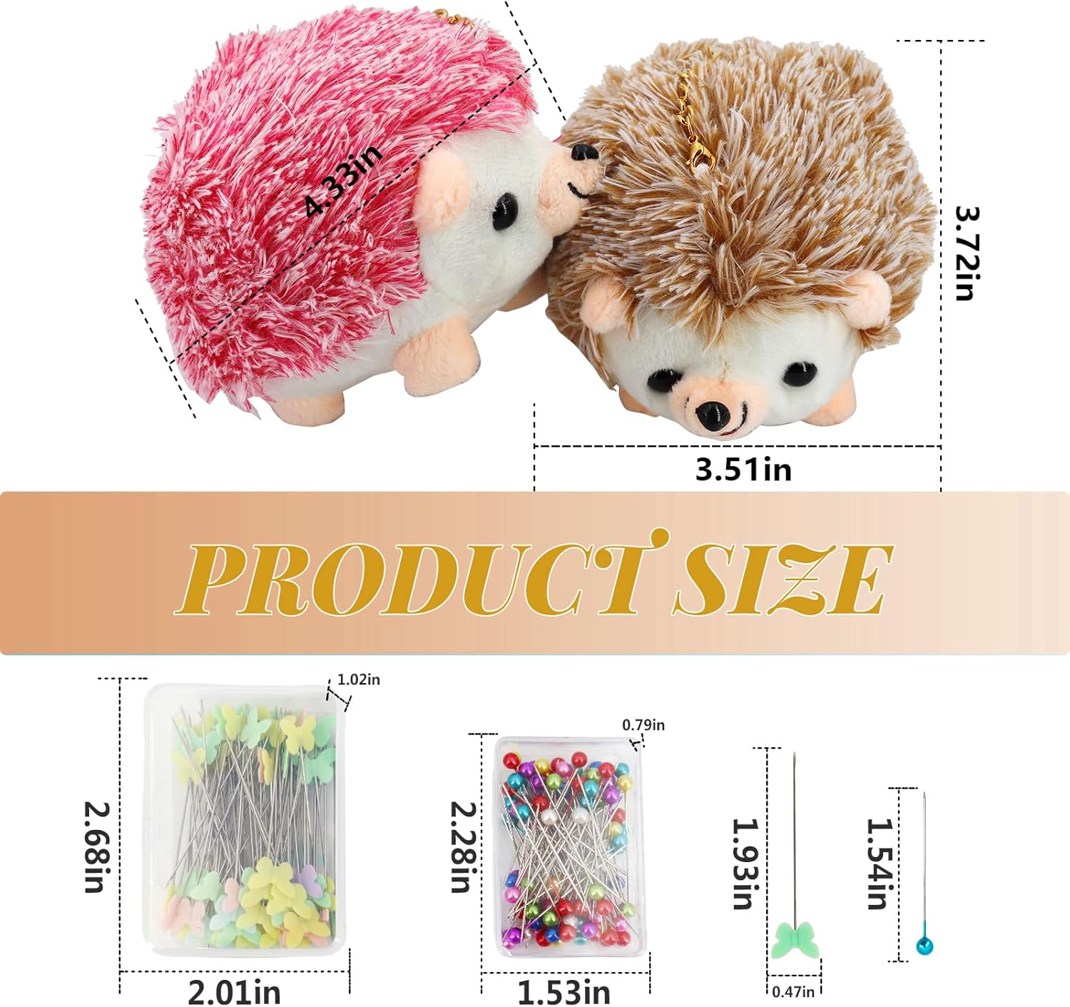SolidGnik Juego de 2 alfileres de costura de erizo con 200 piezas para coser proyectos de bricolaje, decoración de joyas, modista