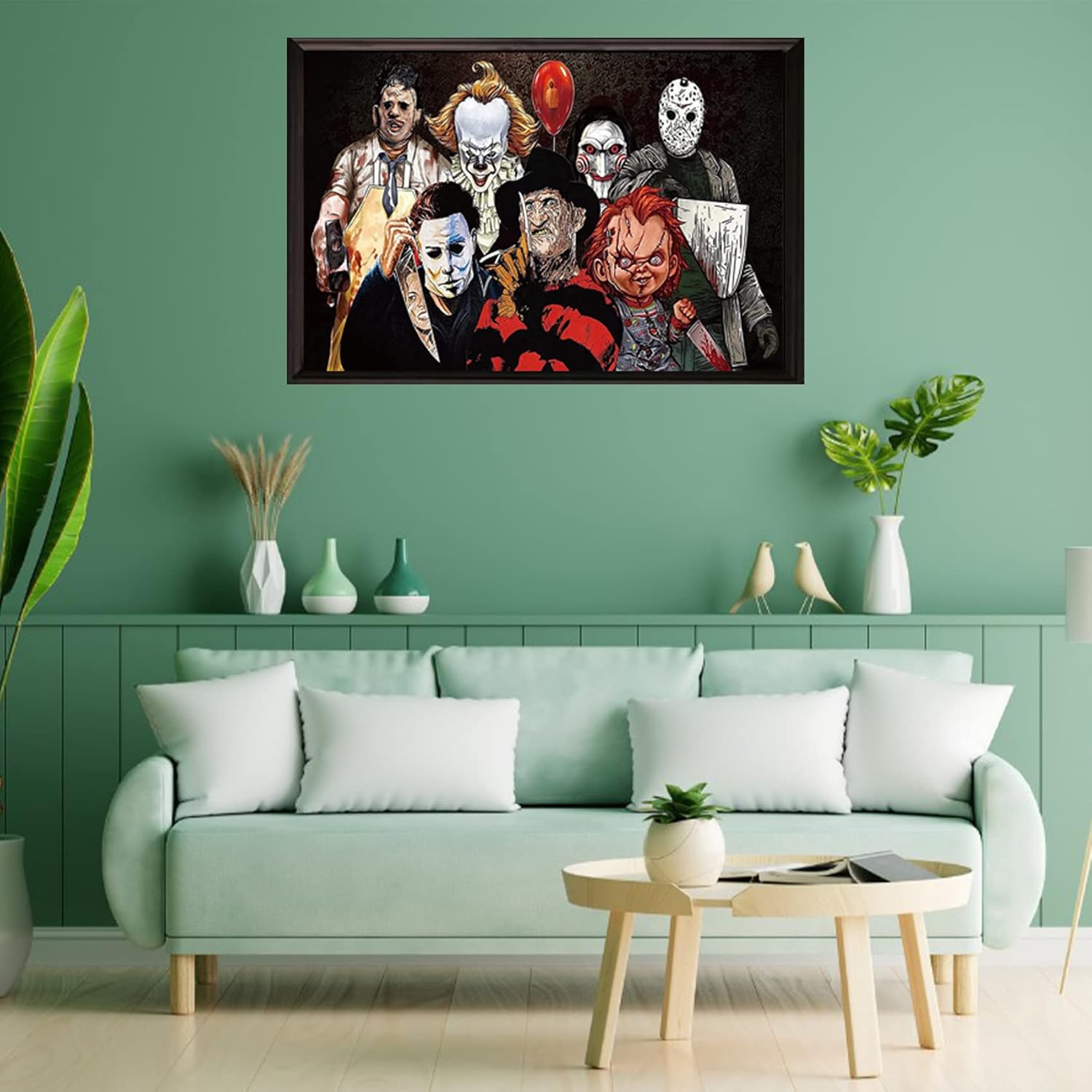 Pintura de terror grande por números para adultos, kits de pintura acrílica de Halloween para adultos por números sobre lienzo, 16 x 24 pulgadas,