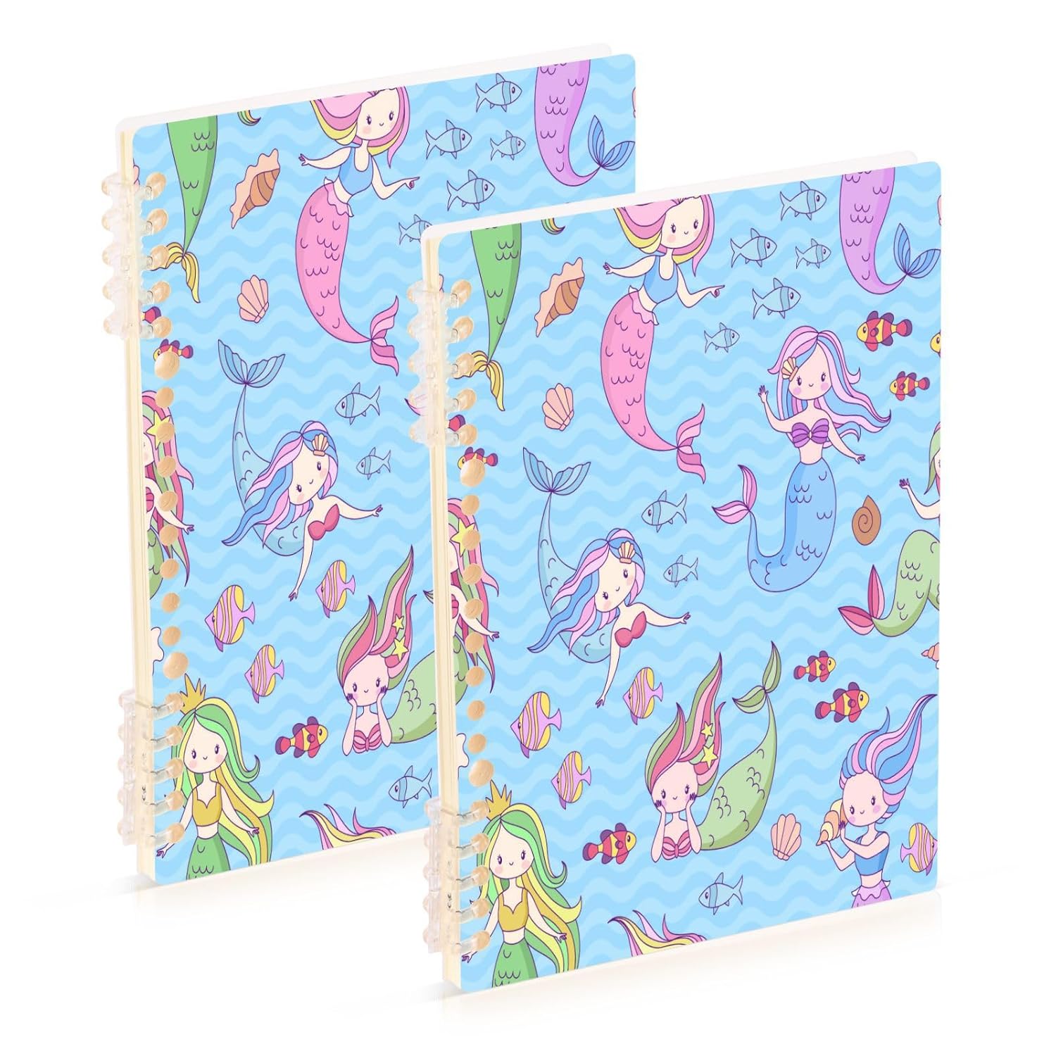 Kigai Cute Mermaid Girl Spiral Notebook 1-Pack with Repositionable Dividers-College Ruled Paper, Fights Ink Bleed – 60 Pages of 80GSM Paper with