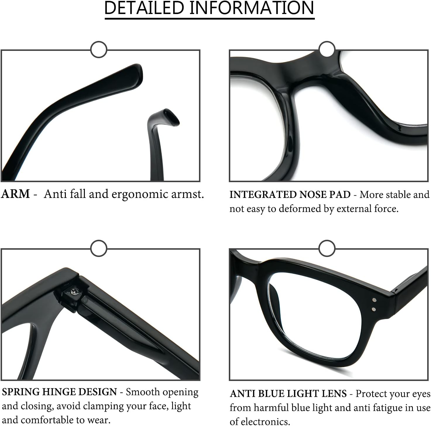 MMOWW Oversized Square Reading Glasses Fashion Cute Blue Light Blocking Computer Readers for Women 3 Pack