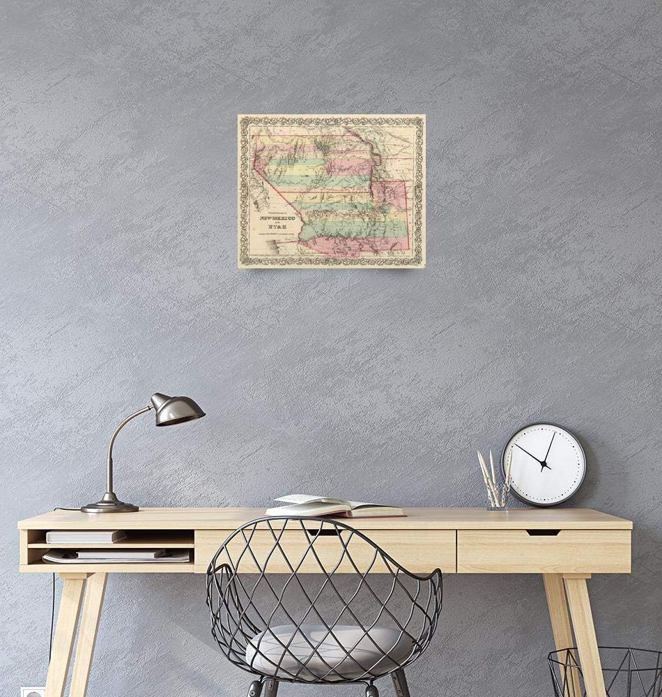 Imagekind Wall Art Print Entitled Vintage Map of New Mexico and Utah (1857) by Alleycatshirts  20 x 16