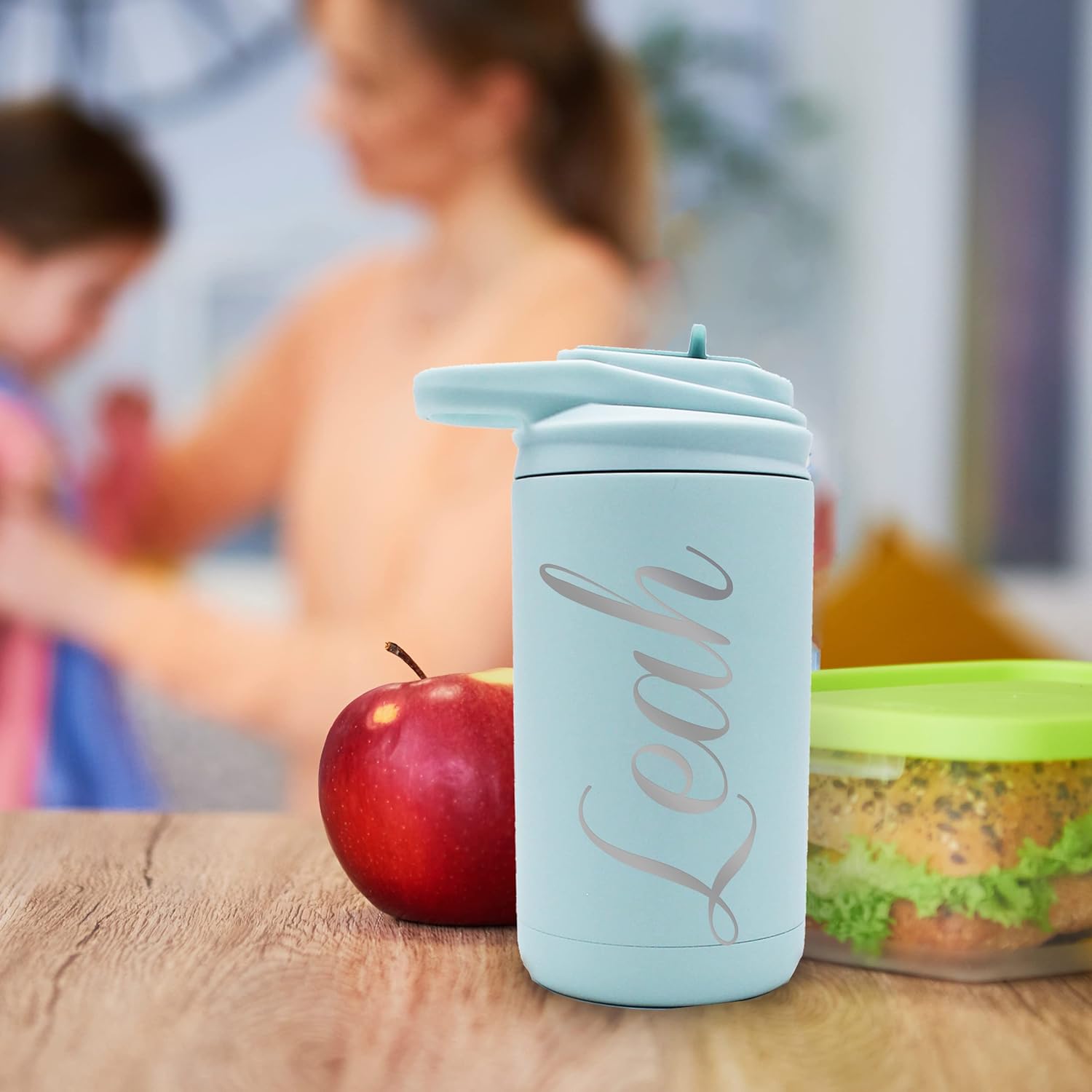 Botella de agua personalizada de 12 onzas para niños con pajilla, vaso aislado de doble pared para niños, niñas, escuela y deportes, grabado con