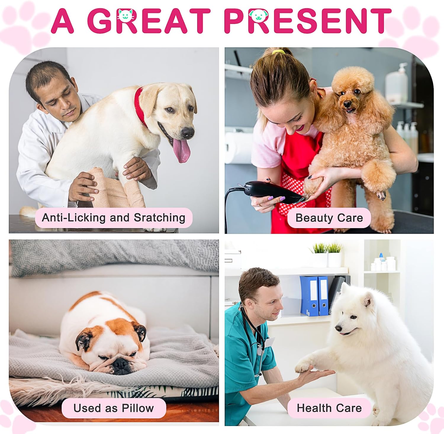 Collar inflable protector para perros y gatos, collar de cono alternativo después de la cirugía, collar de recuperación de mascotas para perros