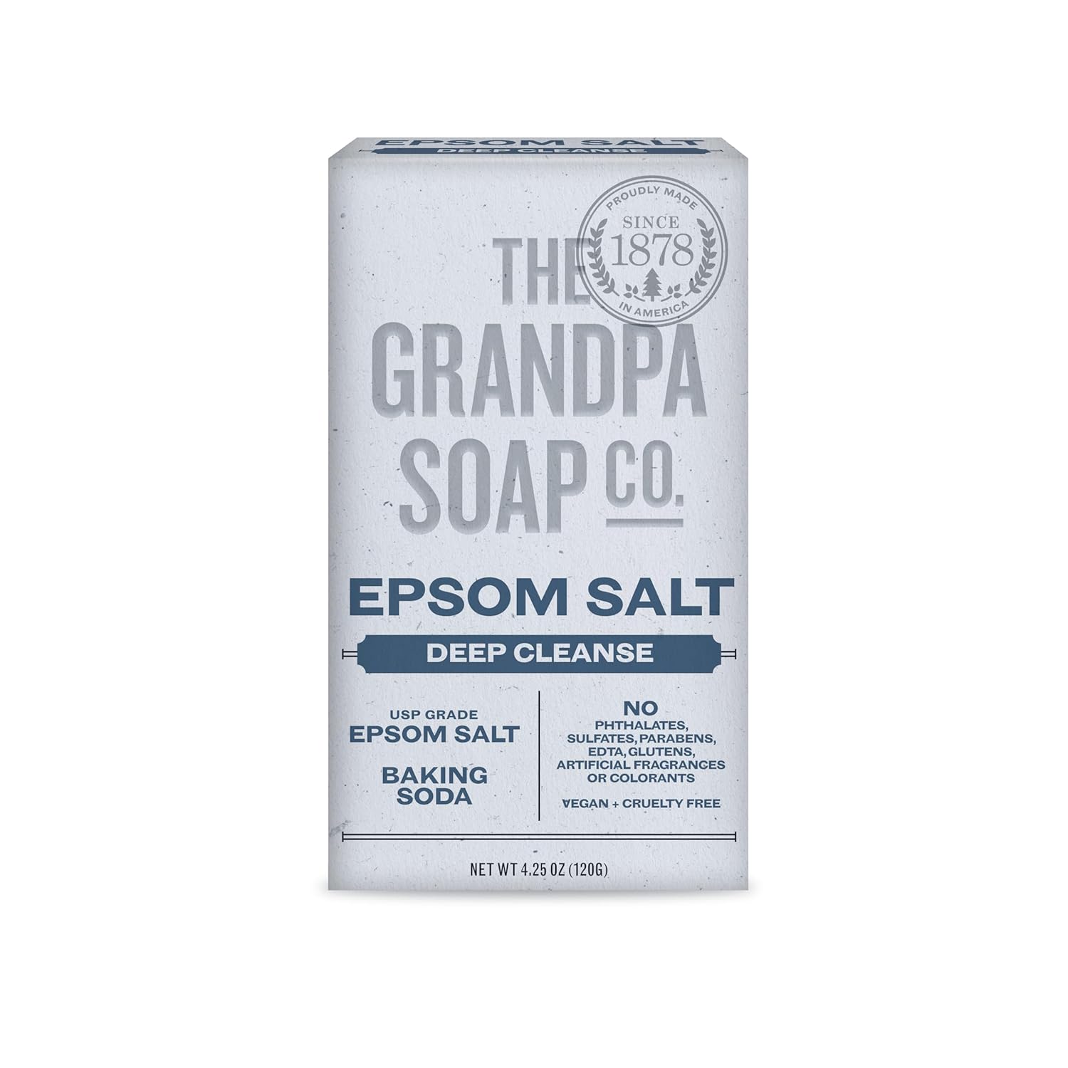 Grandpa’s Jabón de barra de sal Epsom de The Soap Company, jabón natural para rostro y cuerpo, sal de Epsom + bicarbonato de sodio, limpieza