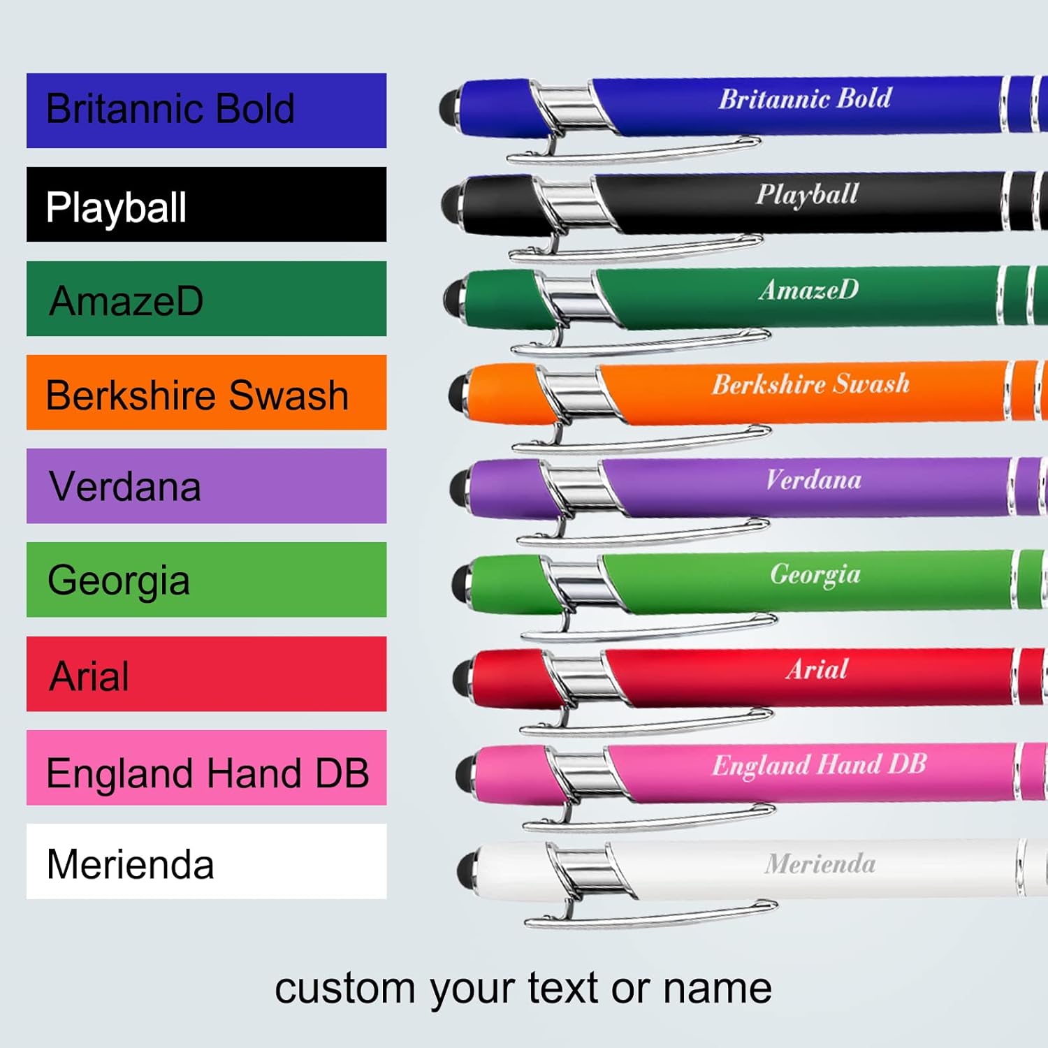 Bolígrafos personalizados con nombre a granel, juego de bolígrafos personalizados, lápiz capacitivo grabado, logotipo, texto, regalo para negocios,
