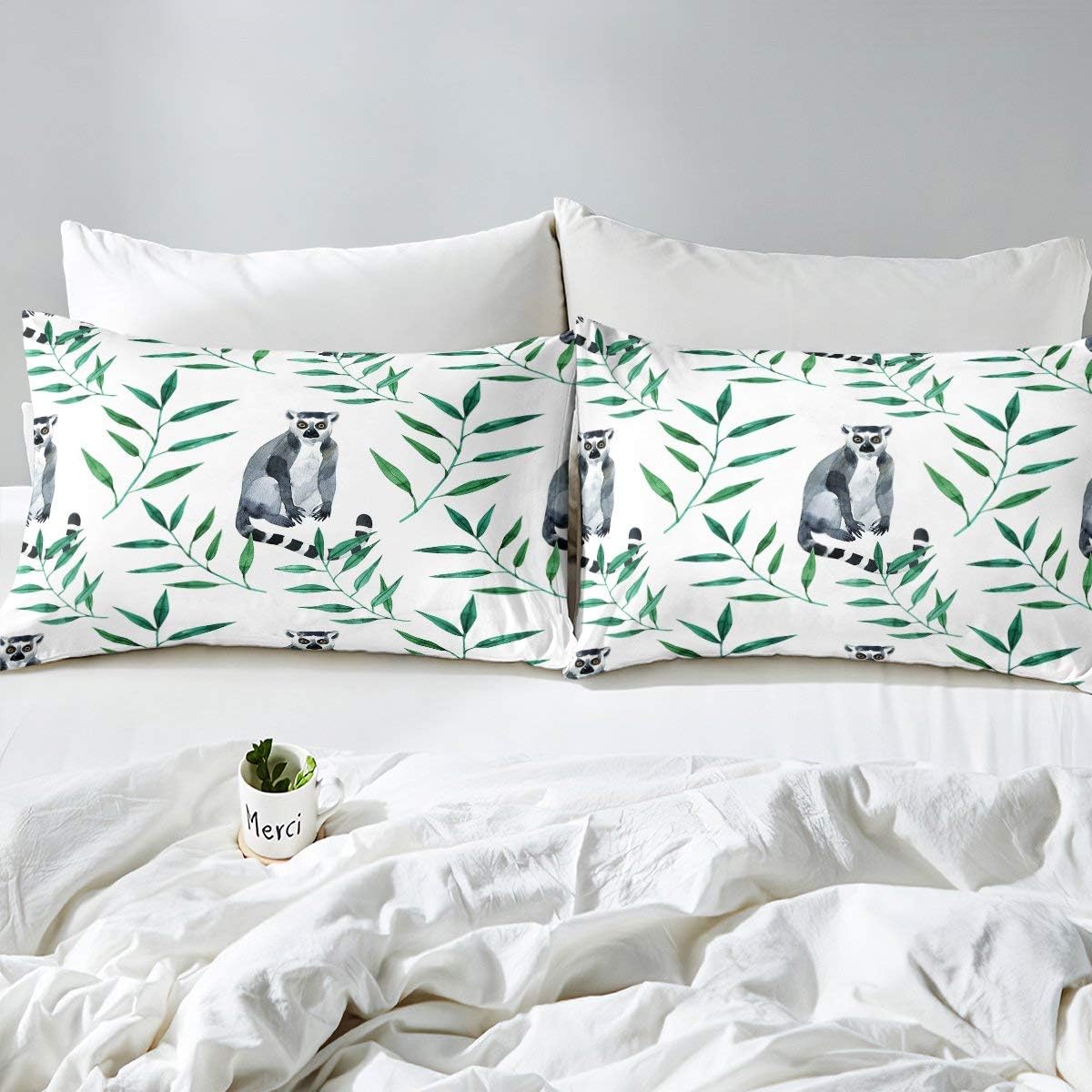 Madagascar – Sábana bajera ajustable tamaño individual, bonito juego de ropa de cama con patrón de lémur, tamaño individual para niños, niñas,