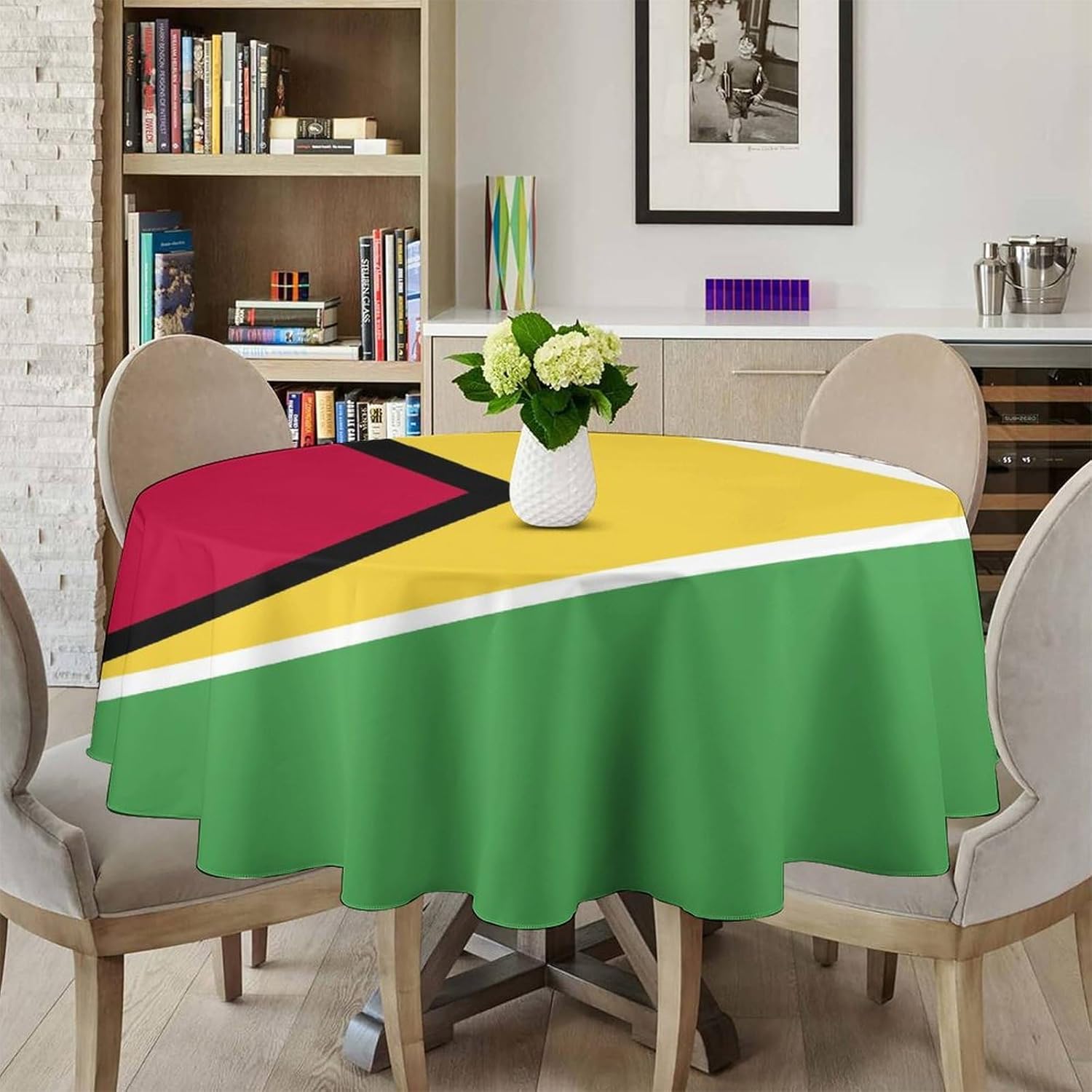 Mantel redondo con bandera de Guyana, lavable, poliéster, vintage, para picnic, fiesta, cena al aire libre, comedor, mantel decorativo, 36 x 36