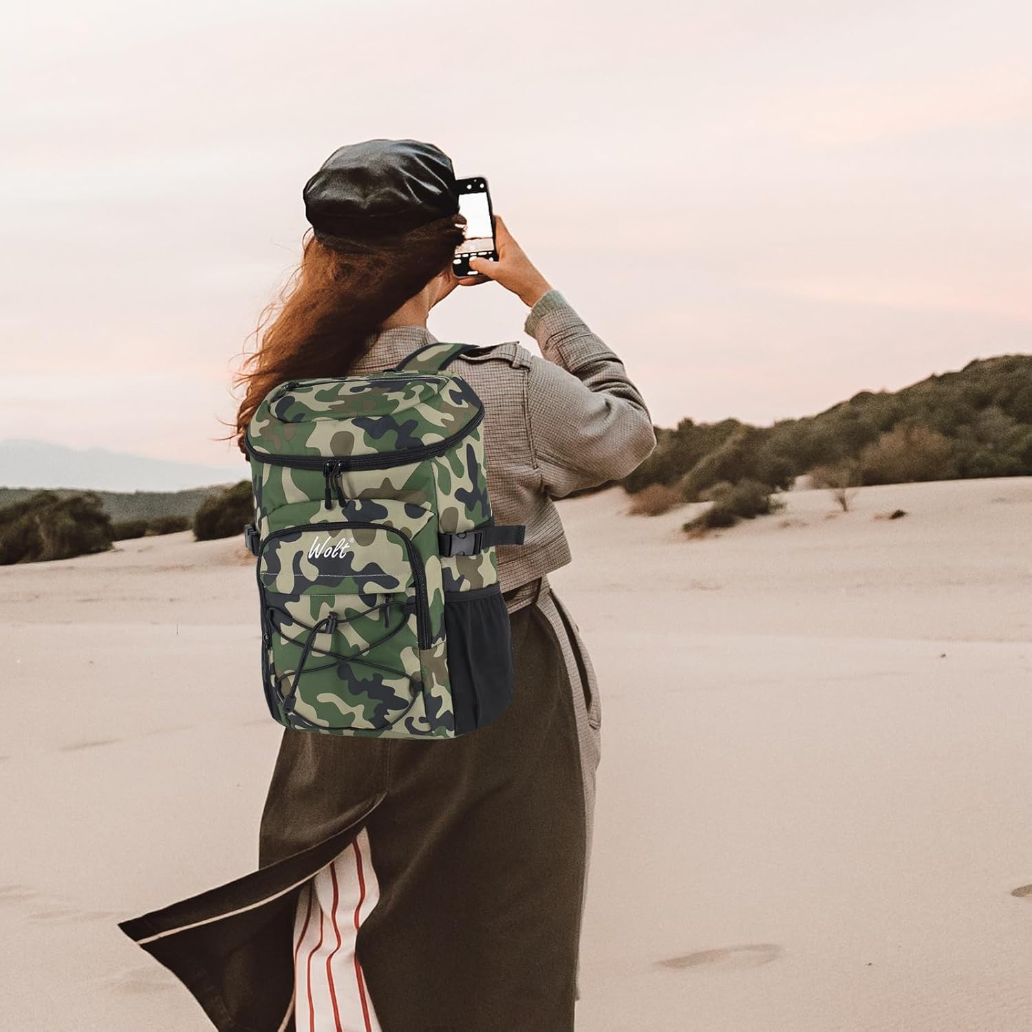 WOLT Mochila enfriadora, 24 latas aisladas, a prueba de fugas, ligera y suave, enfriador de camping, enfriador de playa de gran capacidad, mochila