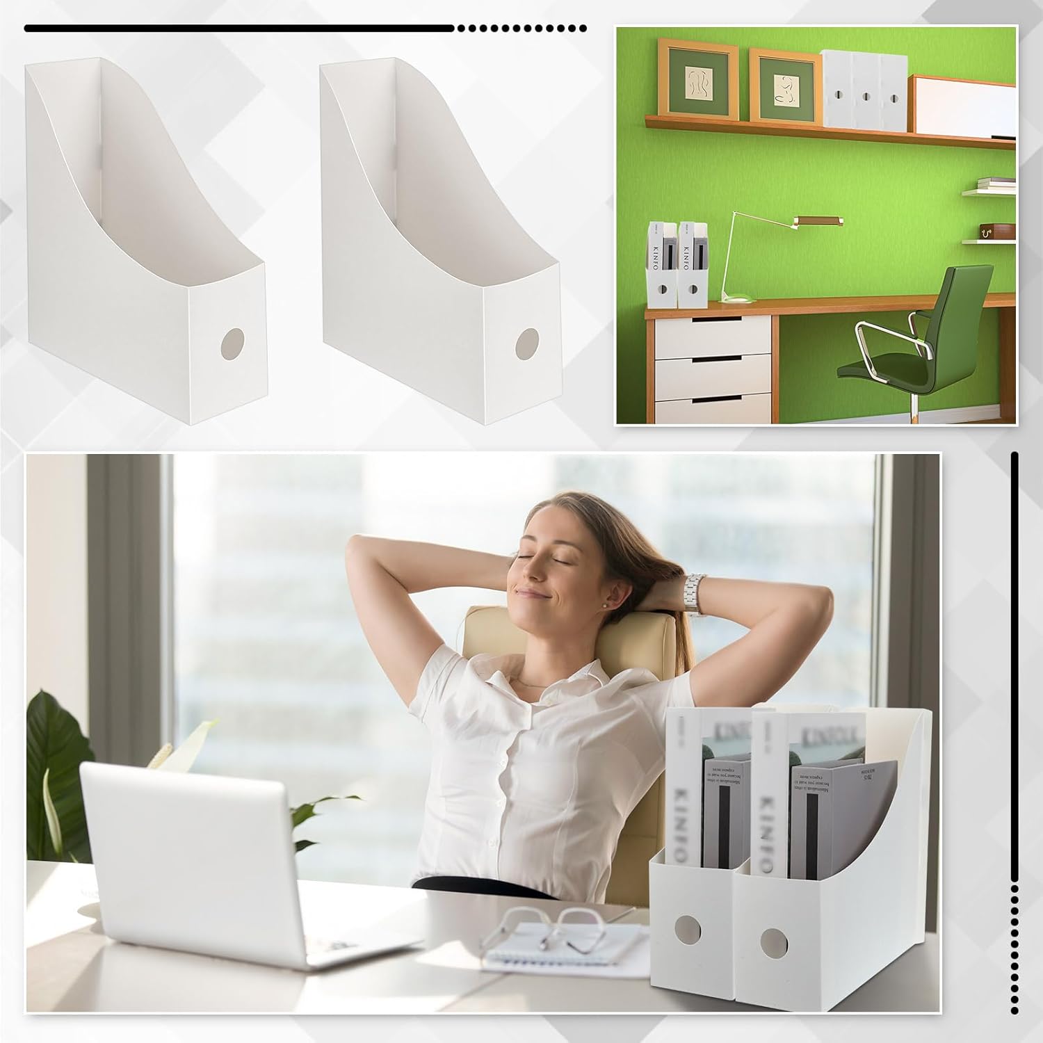 24 piezas de plástico para archivadores de revistas, organizador de carpetas de almacenamiento de escritorio, estantes de cartón, caja de documentos