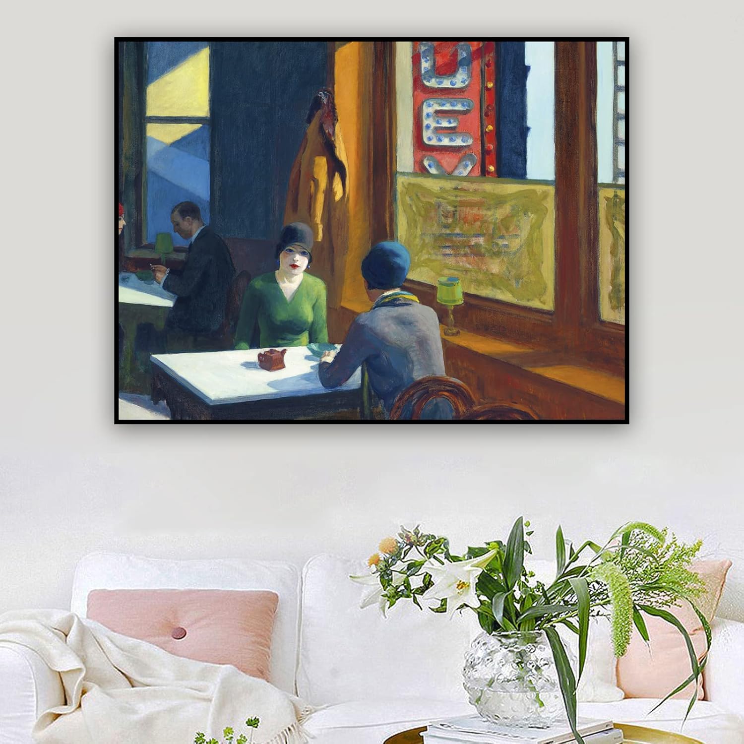 ZZPT Chop Suey – Impresión artística en lienzo por Edward Hopper – Reproducciones famosas de pinturas al óleo – Pósteres de arte de pared en lienzo