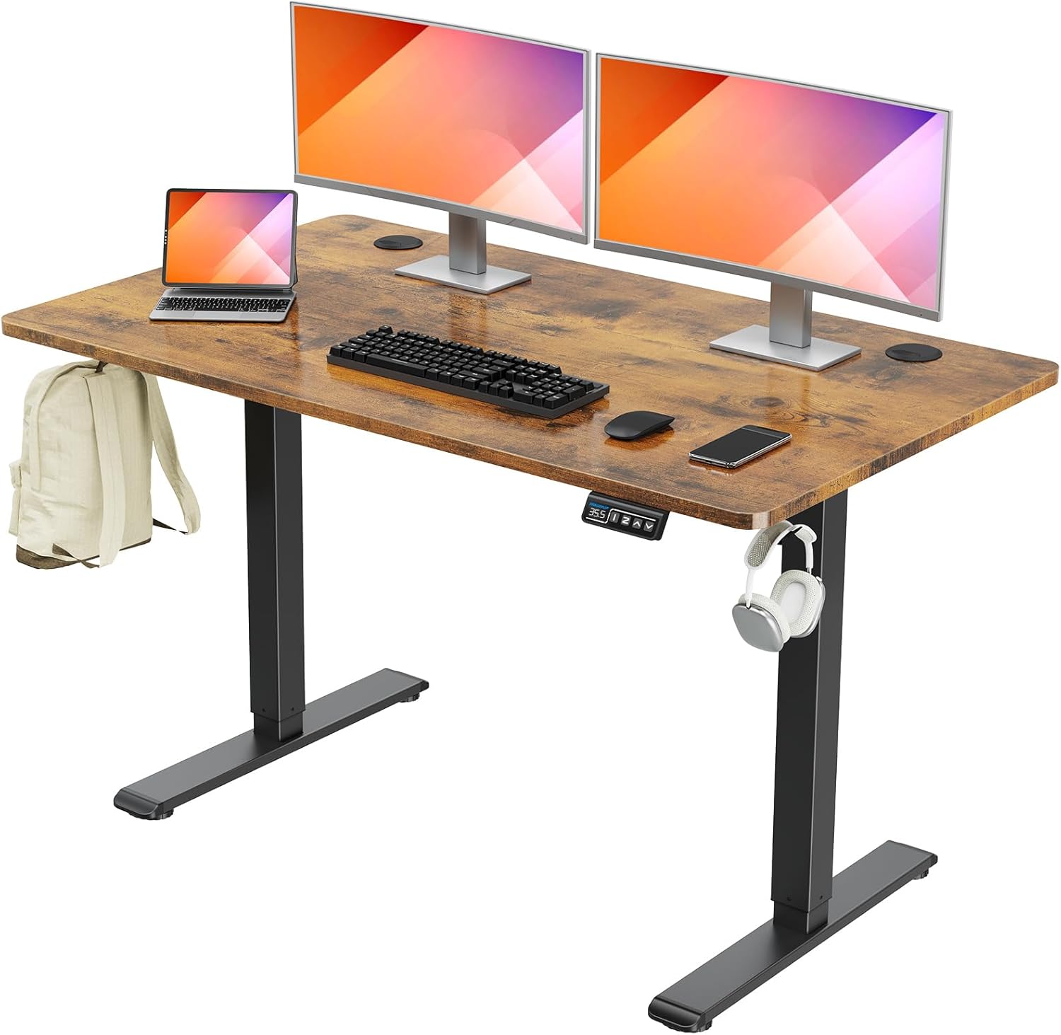MOUNTUP Escritorio eléctrico de pie ajustable en altura de 48 x 24 pulgadas, escritorio de pie de una pieza entera de 48 x 24 pulgadas, escritorio