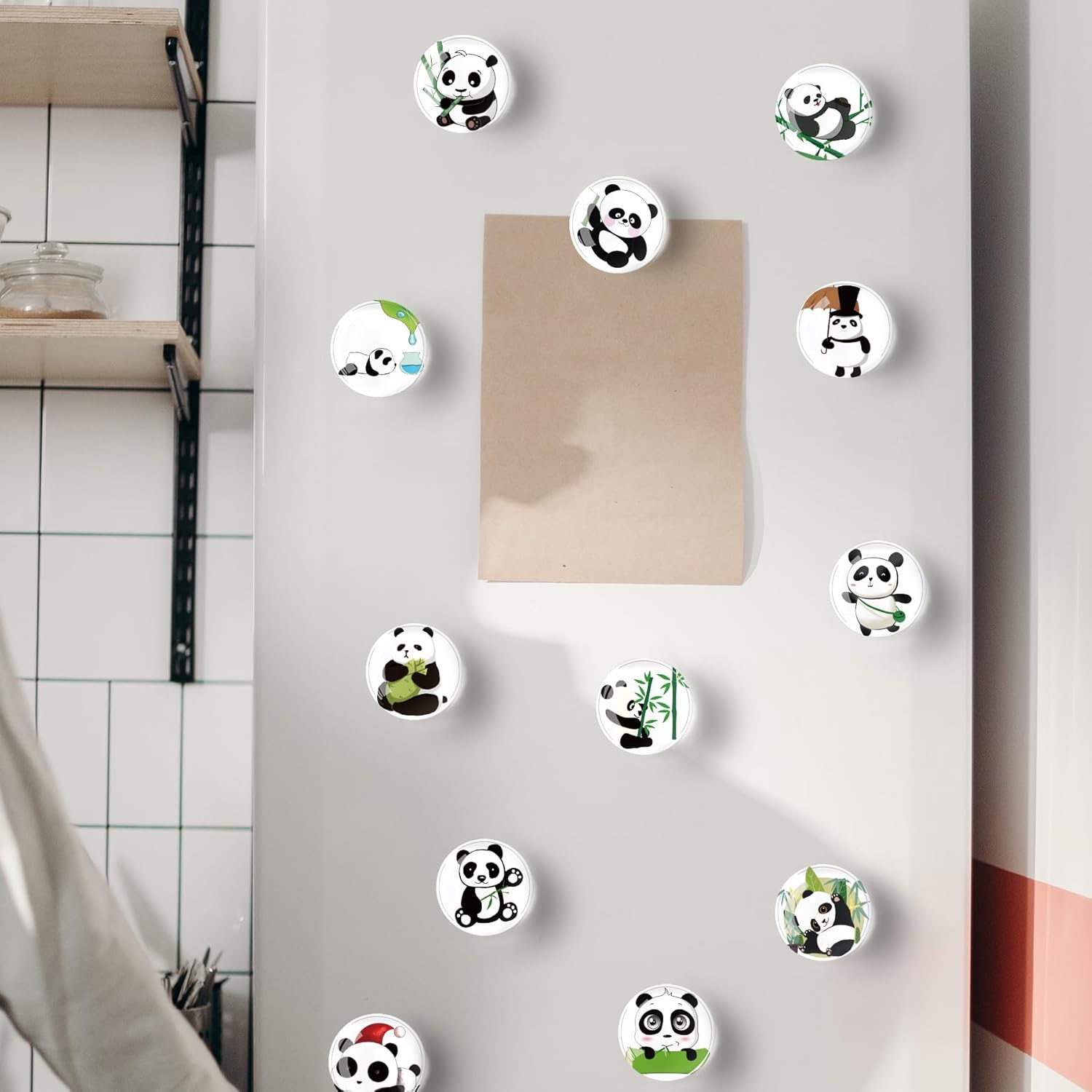 12 calcomanías de cristal para nevera, imanes de nevera de panda para decoración de manualidades, imanes fuertes para nevera para cocina, escuela,