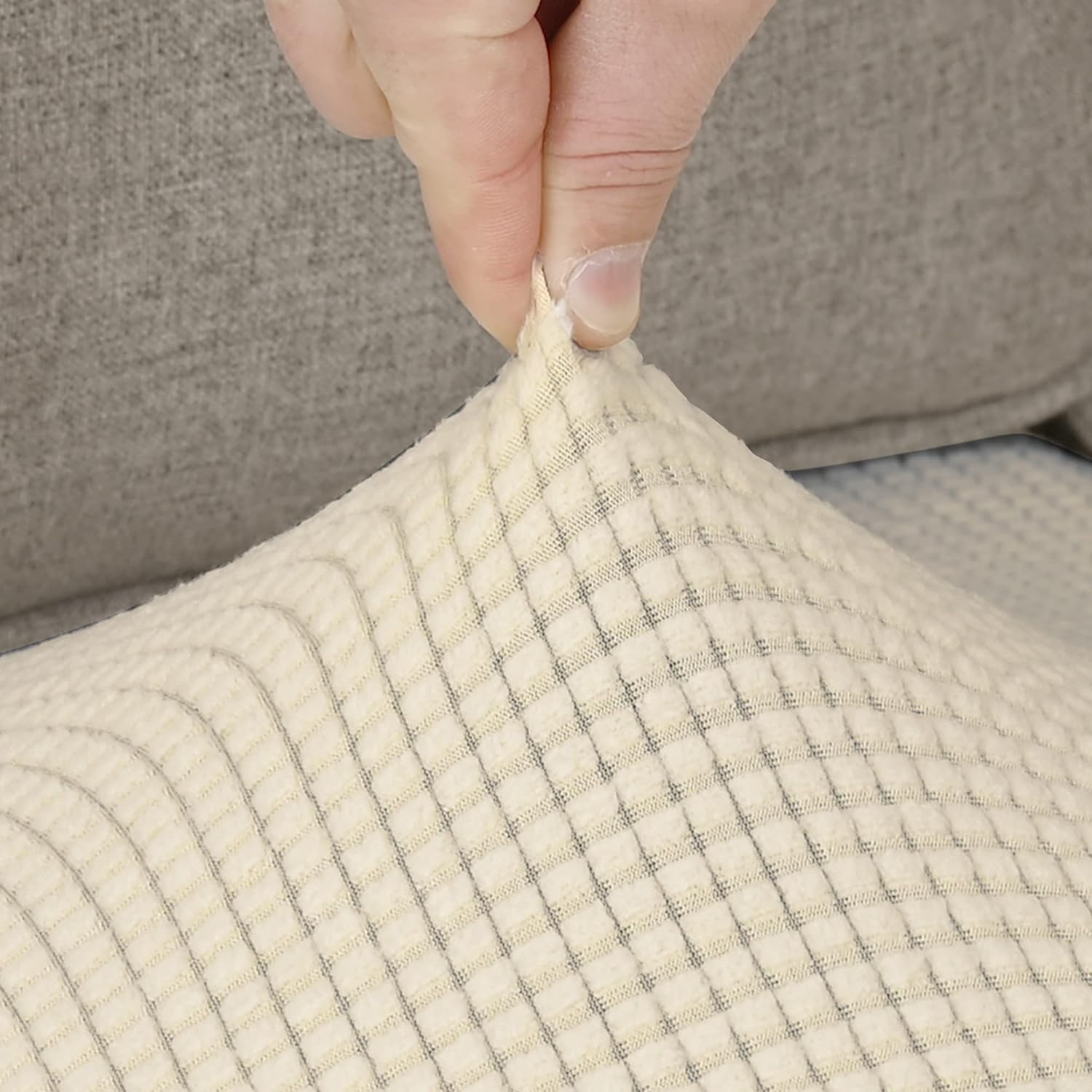 Rosnek Fundas de cojín elásticas para sofá seccional en forma de L, funda de vellón polar suave para sofá en forma de L (para 2 cojines, 1 pieza)