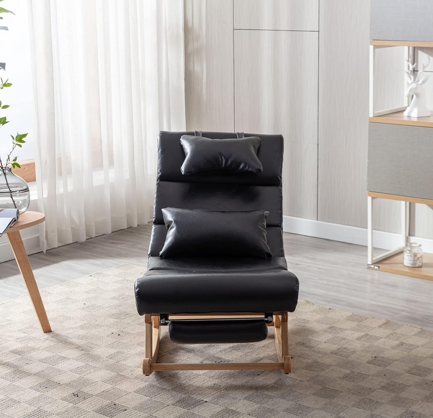 Kurhwyss Mecedora moderna para guardería, silla mecedora tapizada con reposapiés plegable, cómoda silla de descanso con reposacabezas y almohada
