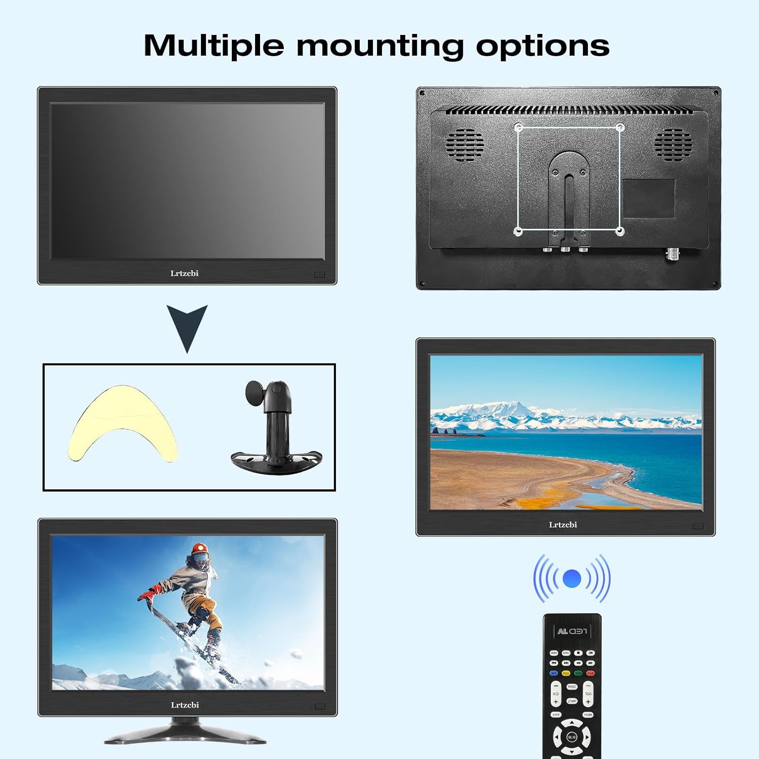 Lrtzcbi Monitor pequeño de 13.3 pulgadas HD 1366x768P Mini monitor HDMIVGABNCUSBAV Puerto HDMI Monitor para Raspberry Pi TV Computadora Cámara