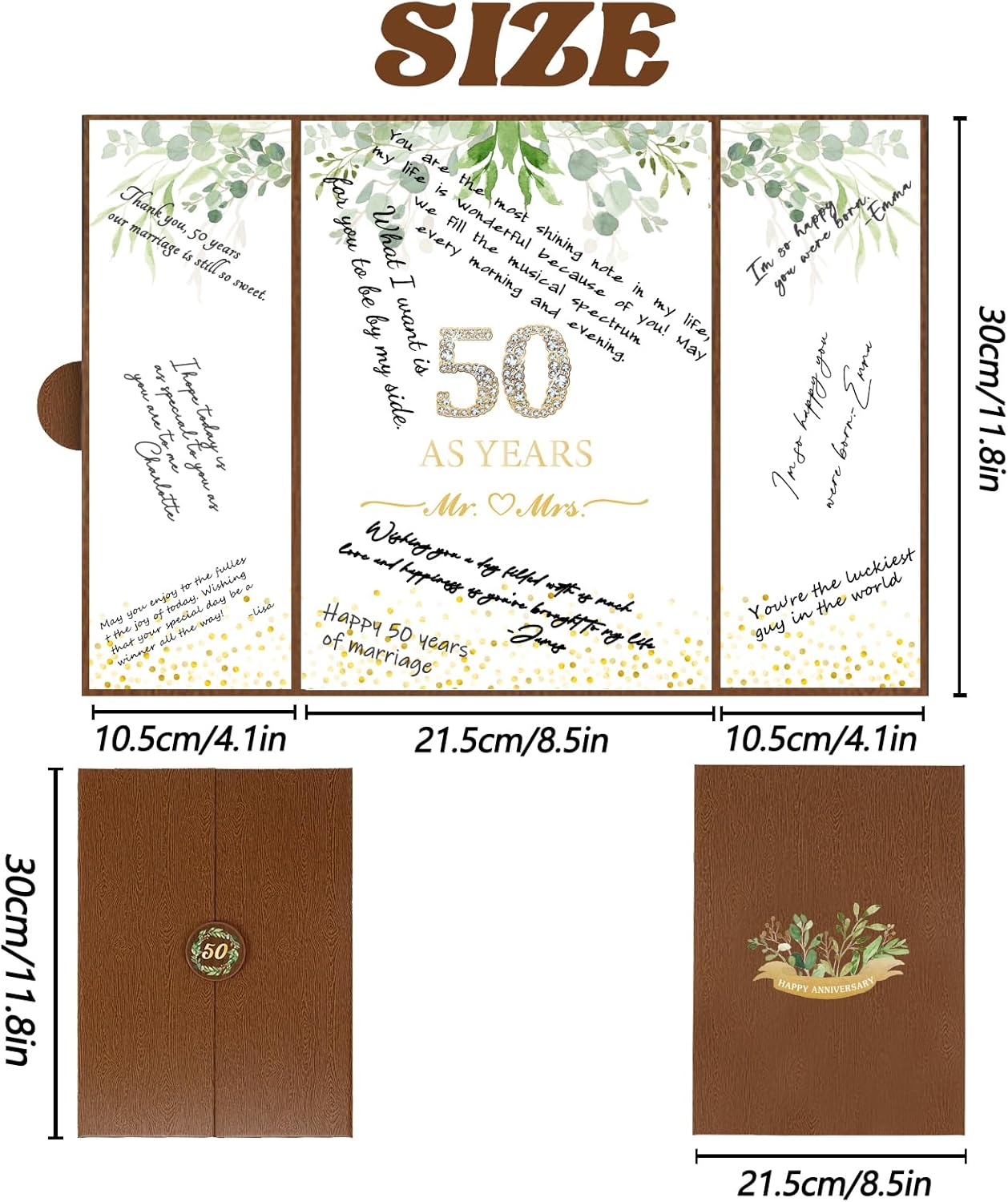 Crenics Decoraciones de 50 aniversario, alternativa creativa del libro de invitados del 50 aniversario, libro de firmas de 50 aniversario de 18 x 12