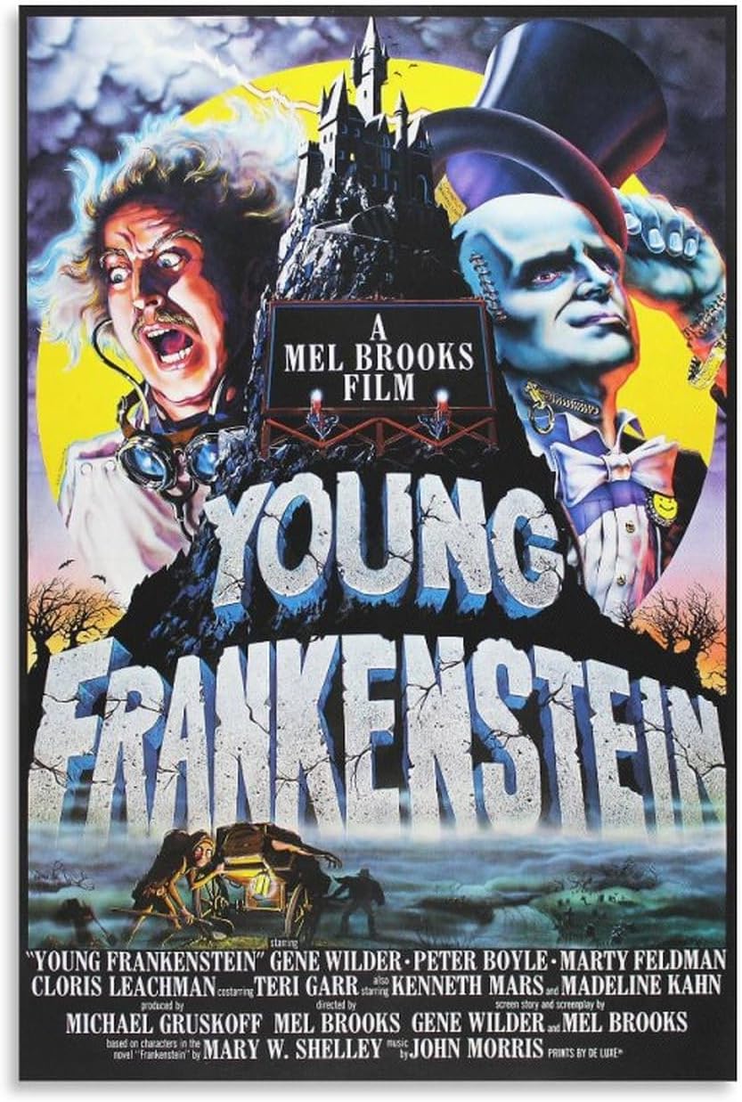 Póster de película de Young Frankenstein, póster estético de terror, pinturas artísticas en lienzo, decoración de pared, decoración del hogar, sala