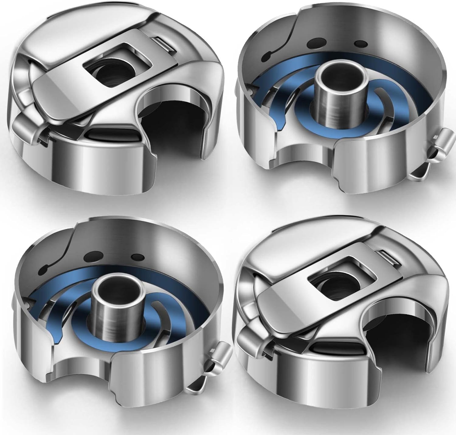 Leifide Caja de bobina de acero inoxidable compatible con Juki Ddl-5550 Ddl-8100 Ddl-8300 Ddl-8500 Ddl-8700 Máquina de coser de una sola aguja para