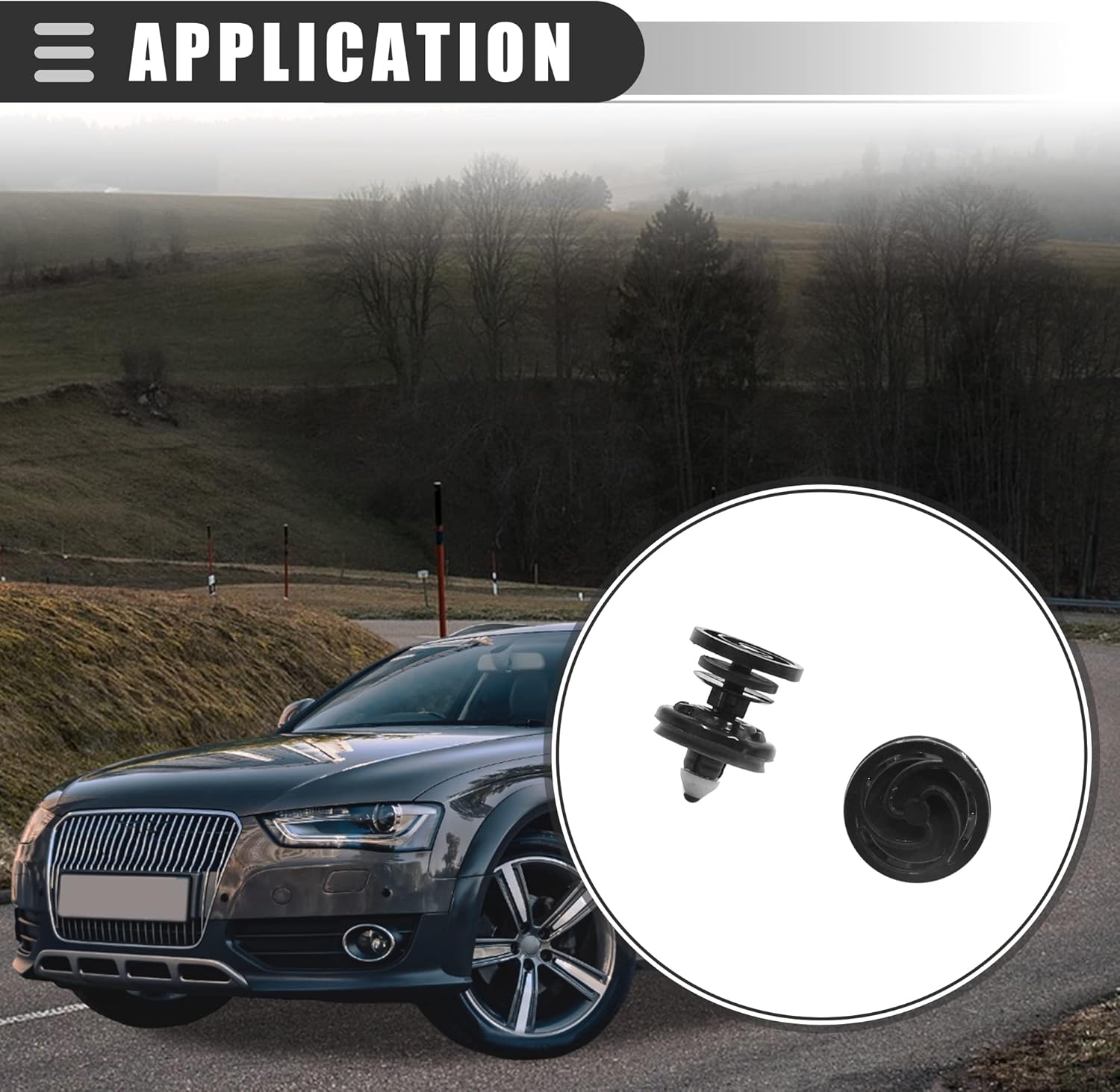 Motoforti Clips de remaches de 0.315 in, sujetador de guardabarros, para Audi A6 2012-2013, plástico, 7L6868243, negro, 10 unidades