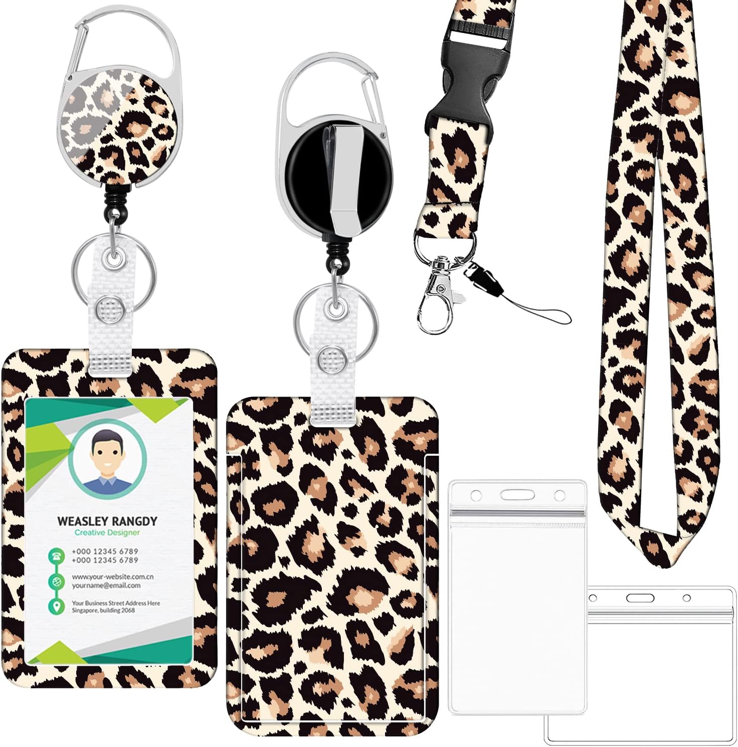 Soporte para tarjetas de identificación, carretes retráctiles para tarjetas de identificación + cordones ajustables + 2 estilos de soporte de