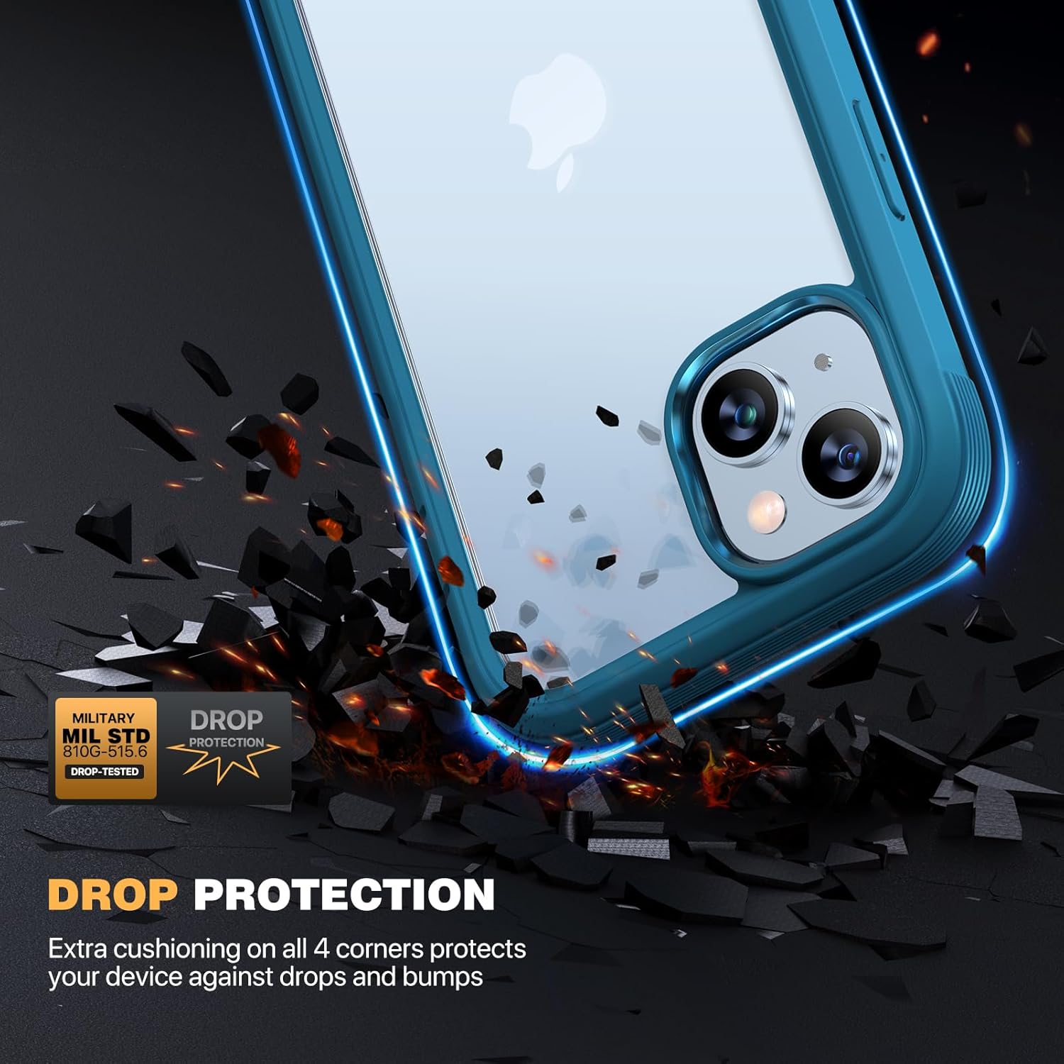 Diaclara Diseñada para iPhone 15 Plus de 6.7 pulgadas, carcasa transparente resistente de cuerpo completo con protector de pantalla integrado