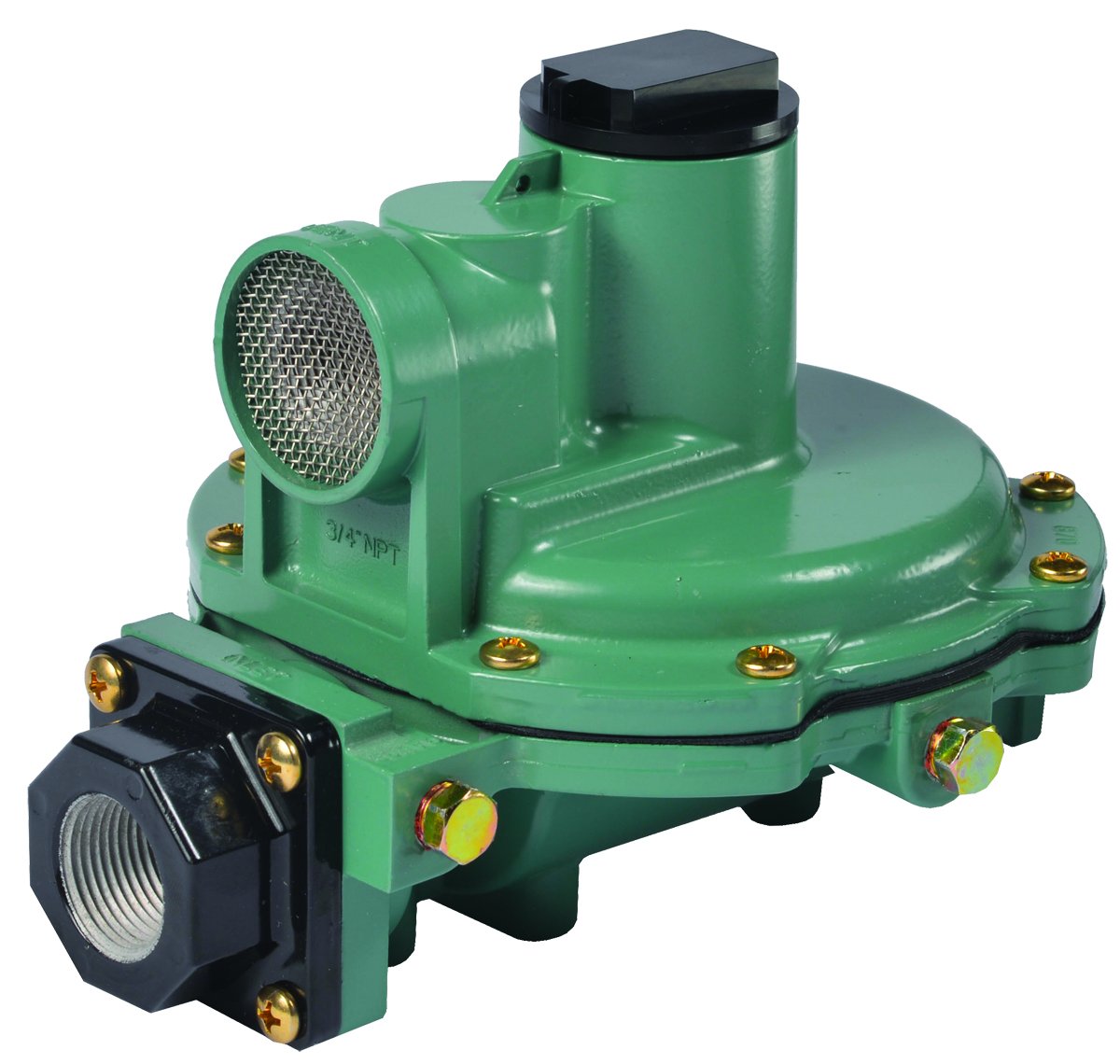 R622-DFF Regulador de 2 Etapa, 9-13″ W.C resorte, 34″ x 34″ NPT & R622H-JGJ 1st Etapa Regulador, 8-12 psig resorte, POL x 34″ NPT
