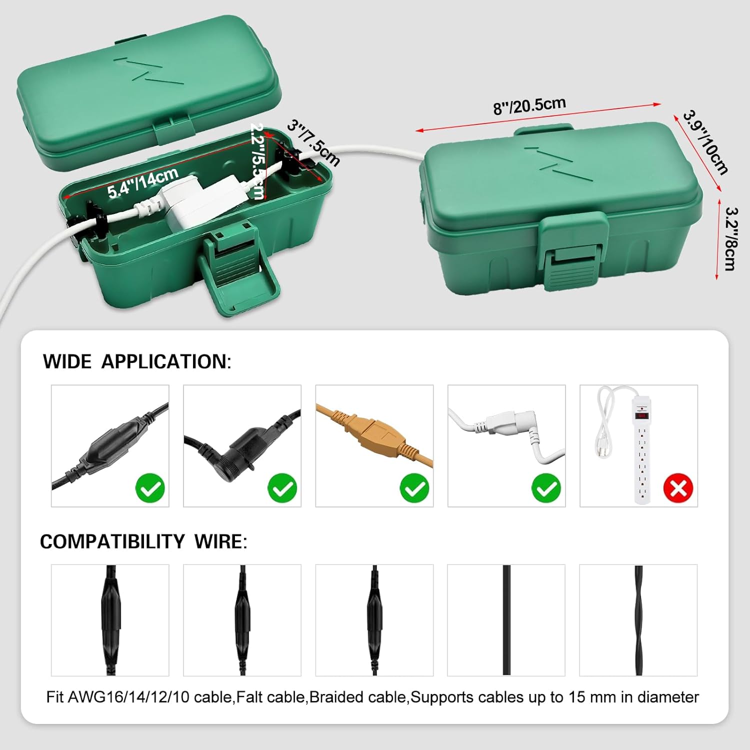 Hrensaw 3 cajas de conexión eléctrica pequeña resistente a la intemperie (interior de 5.5 x 3 x 2.2 pulgadas), caja eléctrica para exteriores,