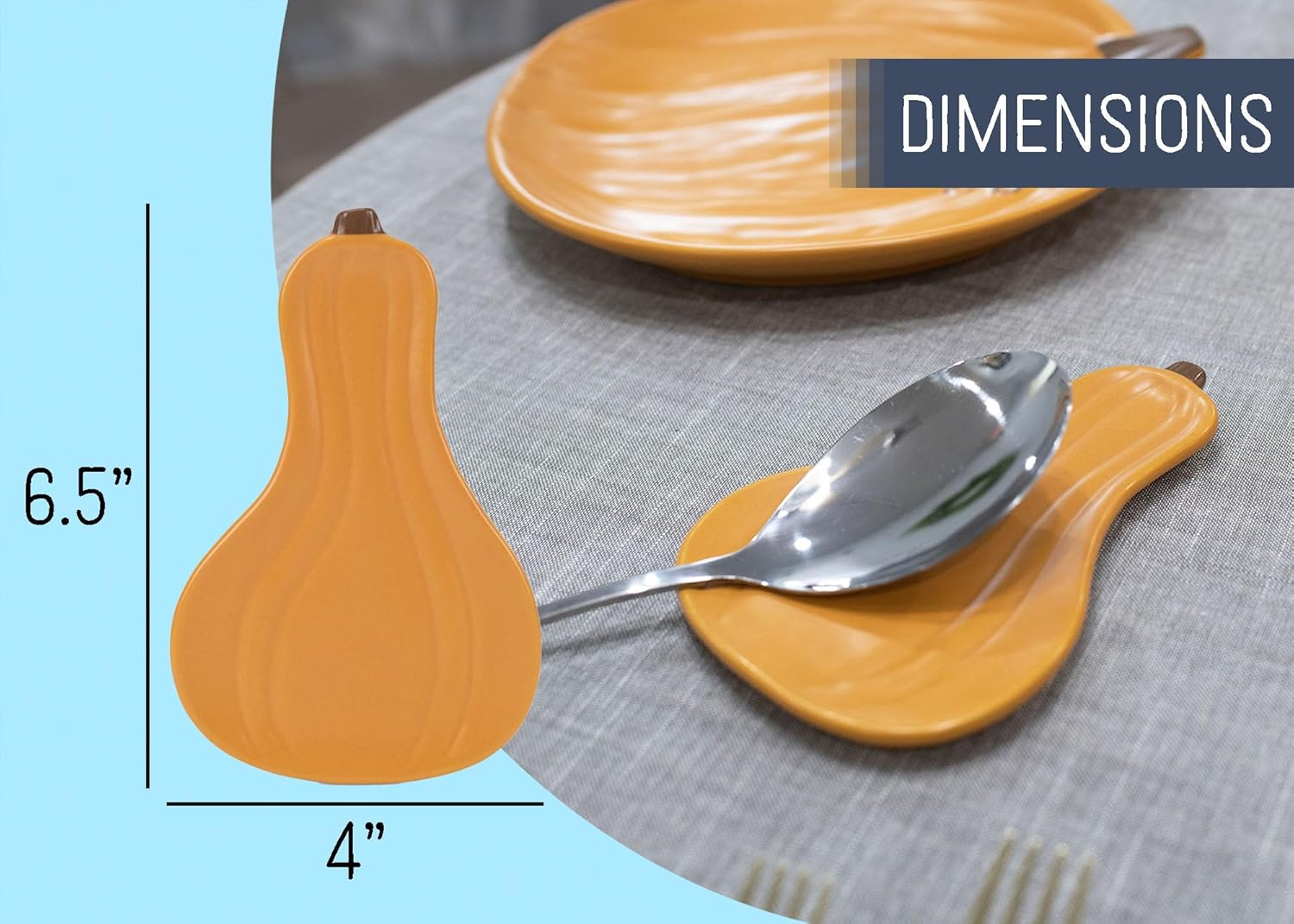 Nat & Jules – Soporte de cuchara de cerámica con forma de calabaza de 6.5 x 4 pulgadas, decoración alegre de otoño y Acción de Gracias para