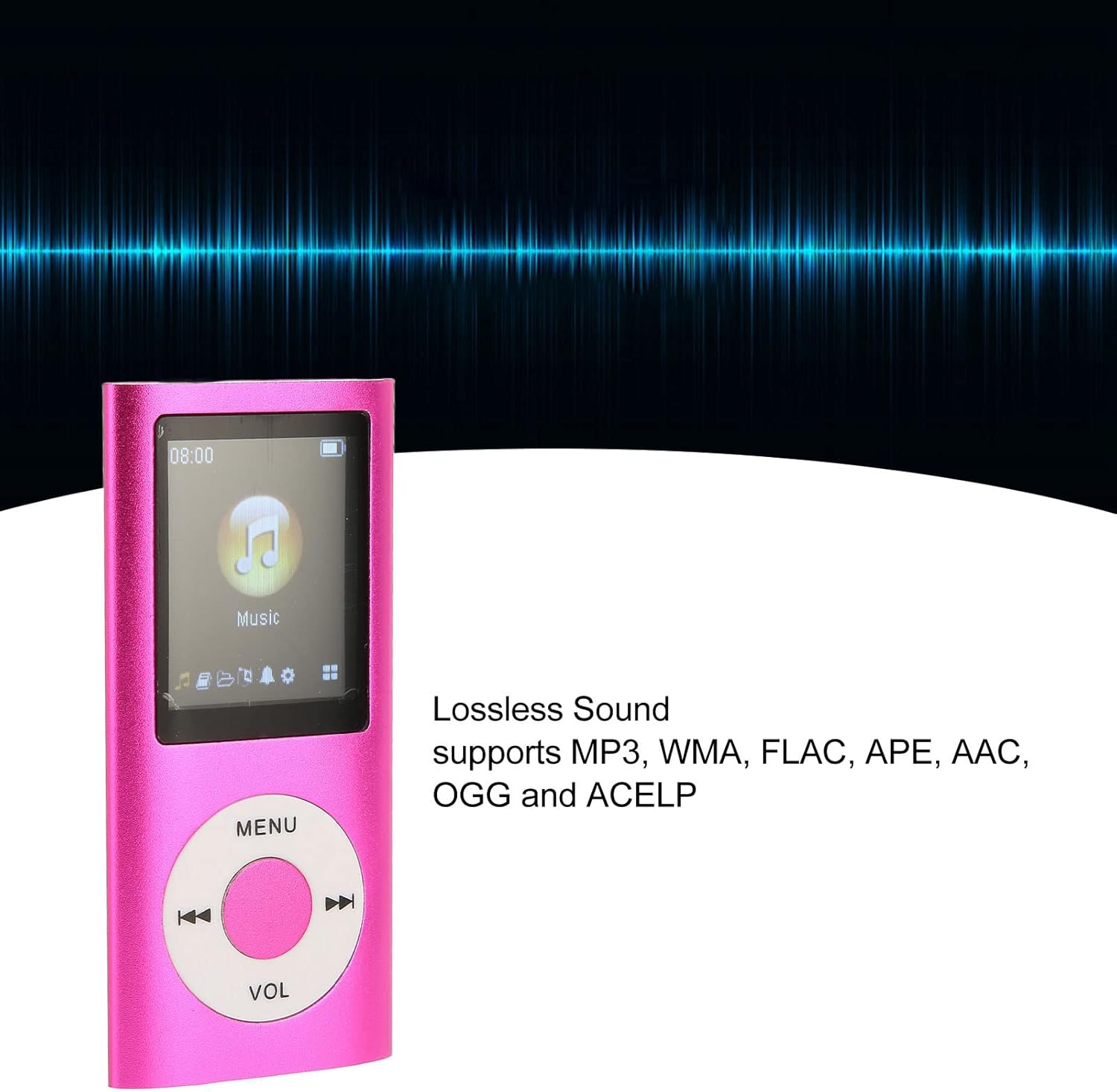 Reproductor de MP3 HiFi H2 con, sonido sin pérdidas, tarjeta de memoria de 64 GB, admite hasta 256 GB, alta resolución, reproductor de audio digital