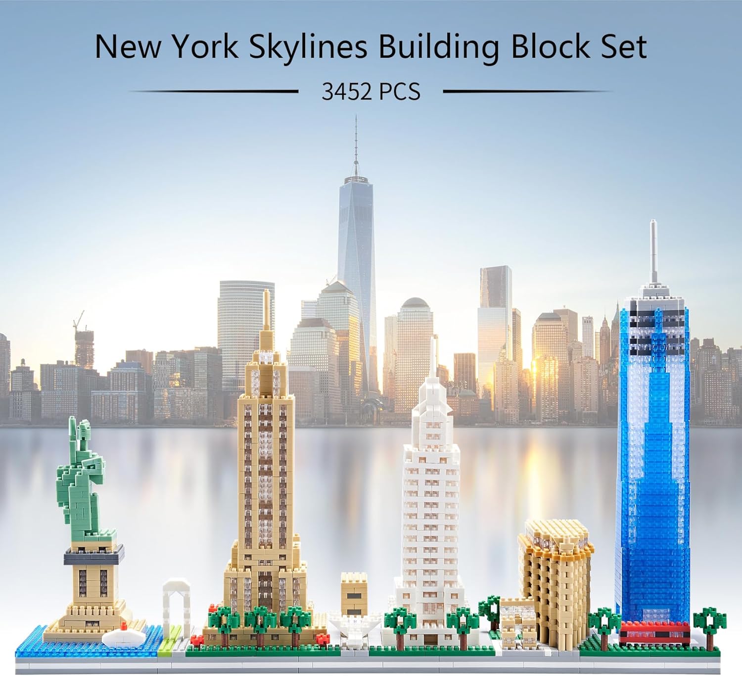 Juego de bloques de construcción, modelo de arquitectura New York Skylines, bloques de construcción, 3452 piezas, micro ladrillos de construcción,