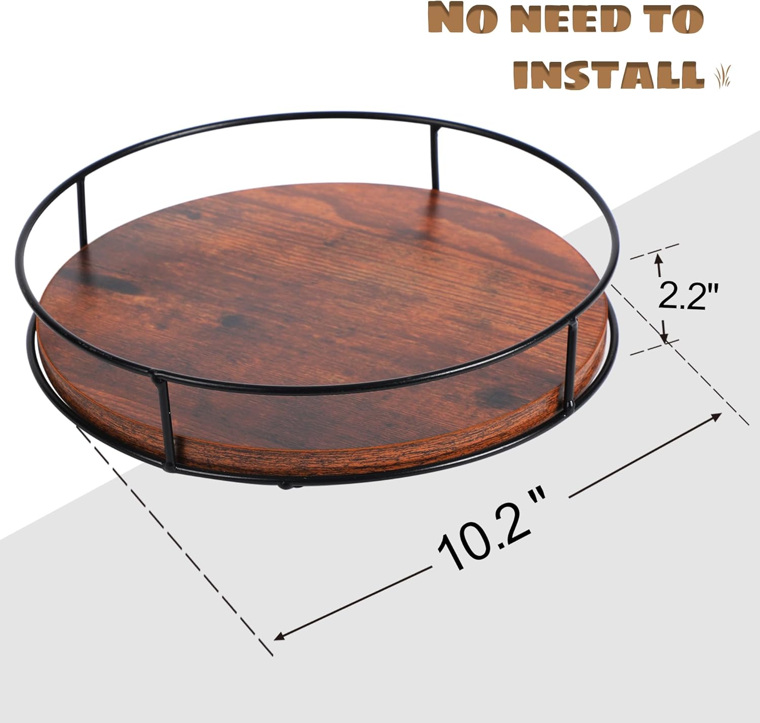 Organizadores Lazy Susan de madera de 10 pulgadas con lados de acero, tocadiscos Lazy Susan para gabinete, almacenamiento de tocadiscos de cocina